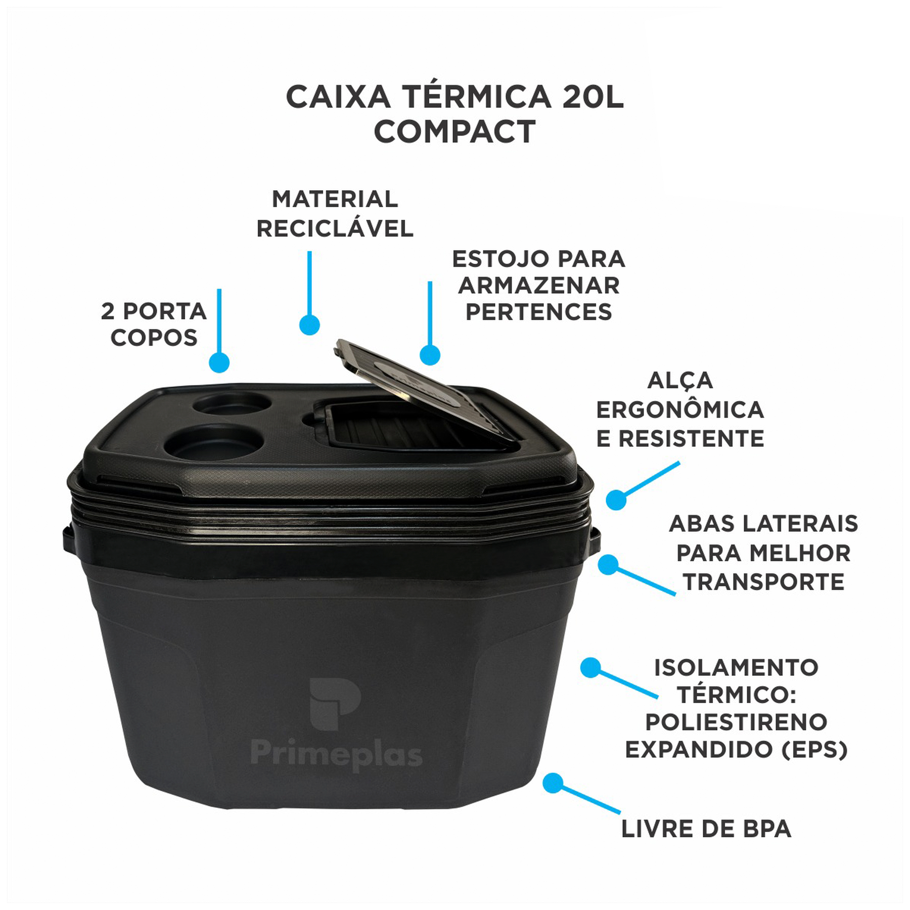 Caixa Térmica Preta Primeplas 20l