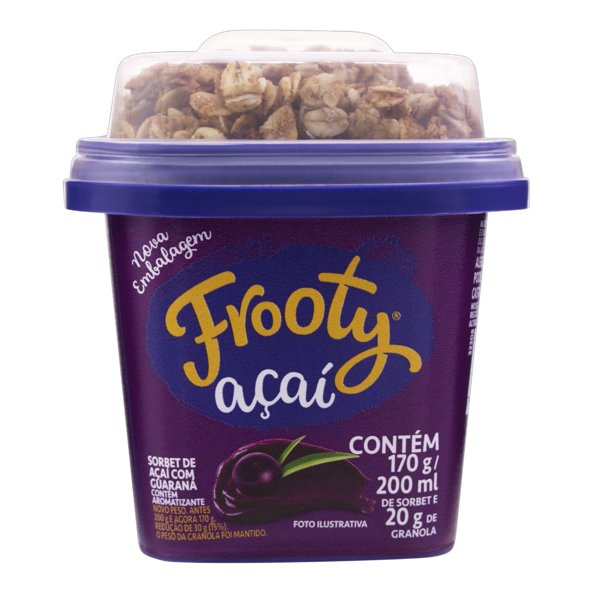 Sorbet A&ccedil;a&iacute; com Guaran&aacute; e Granola Frooty Pote 200ml