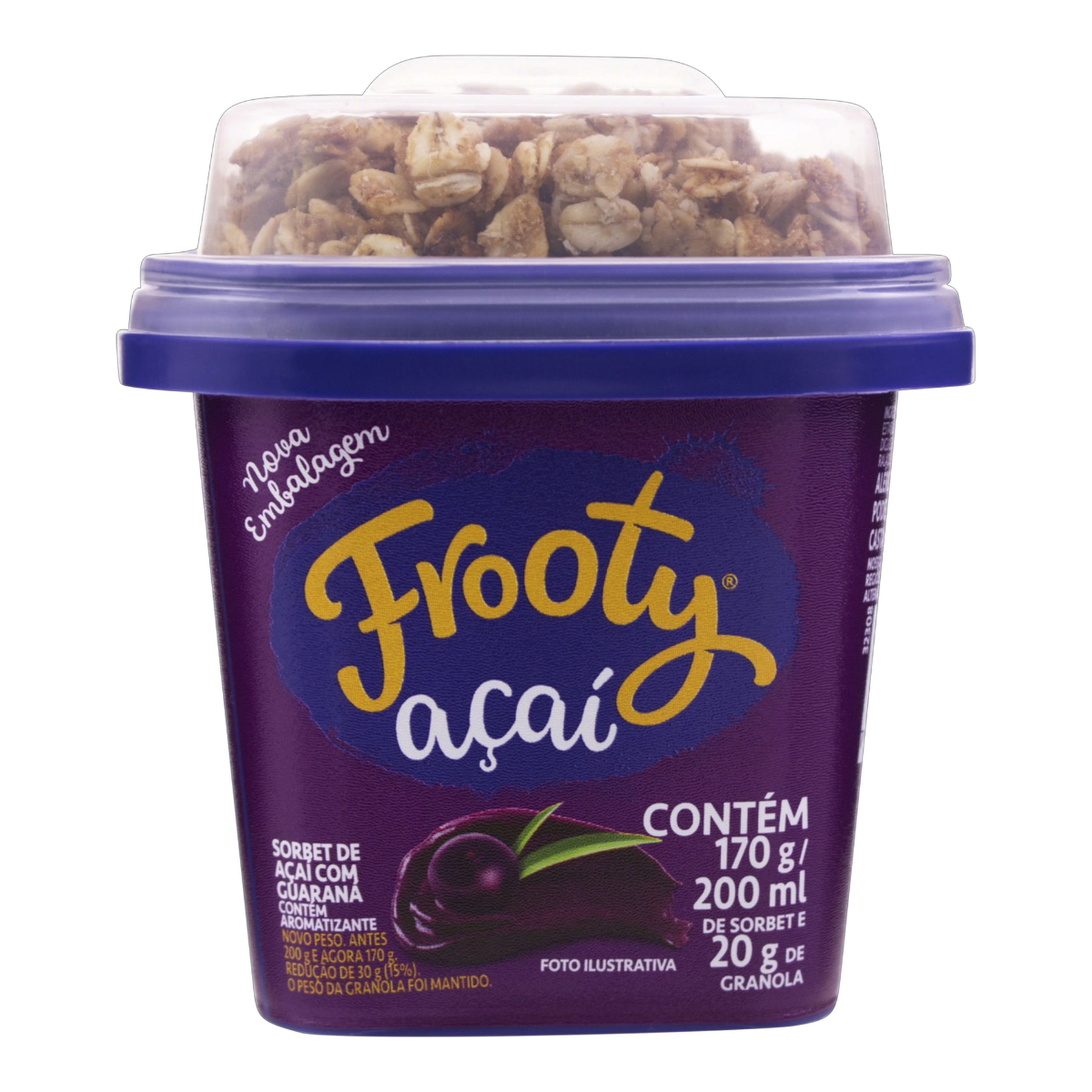 Sorbet Açaí com Guaraná e Granola Frooty Pote 200ml