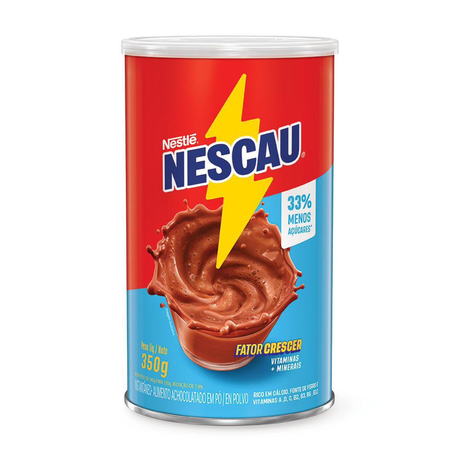 Achocolatado em P&oacute; Menos A&ccedil;&uacute;cares Nescau Lata 350g&nbsp;