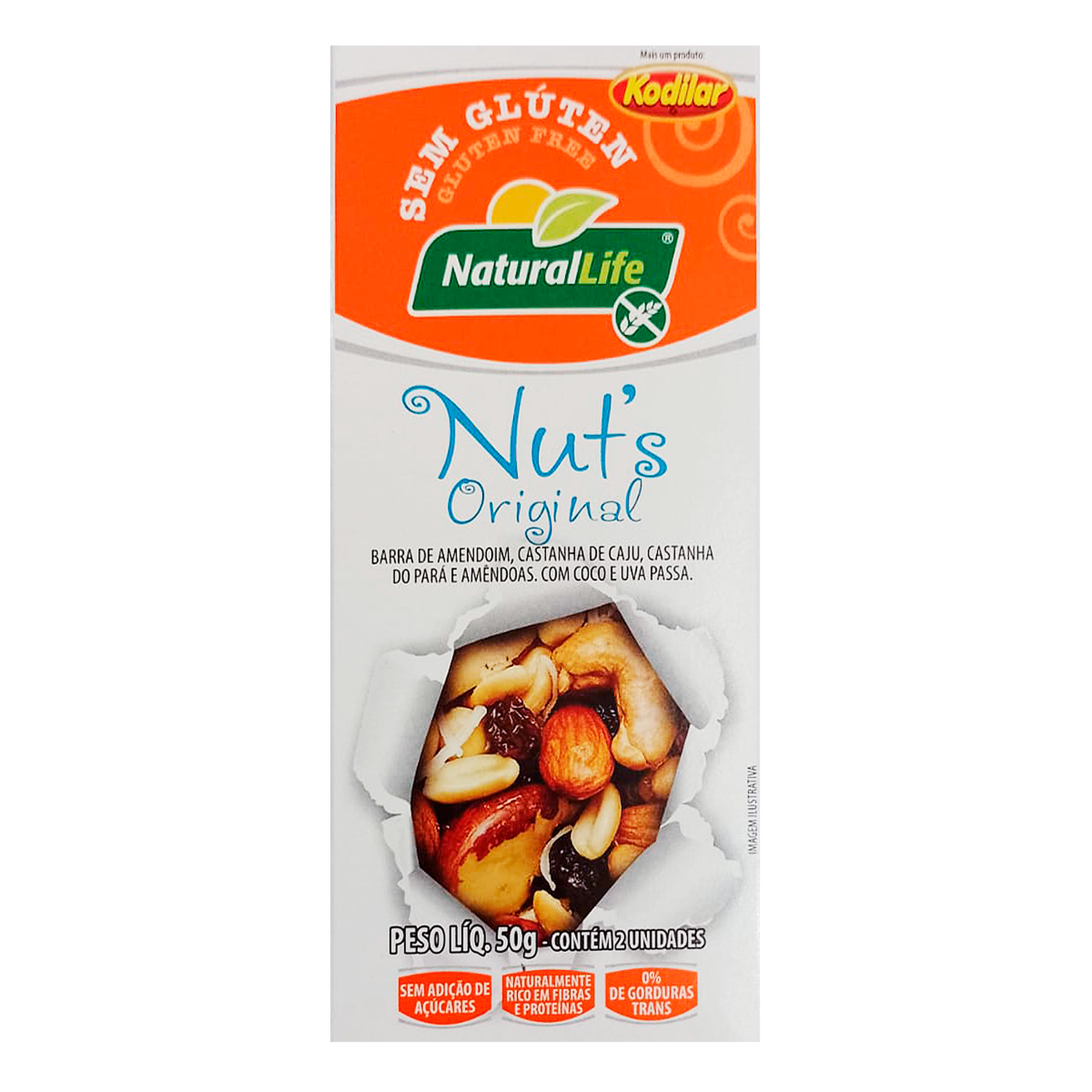 Barra Nuts Sem Glúten Original Natural Life 50g