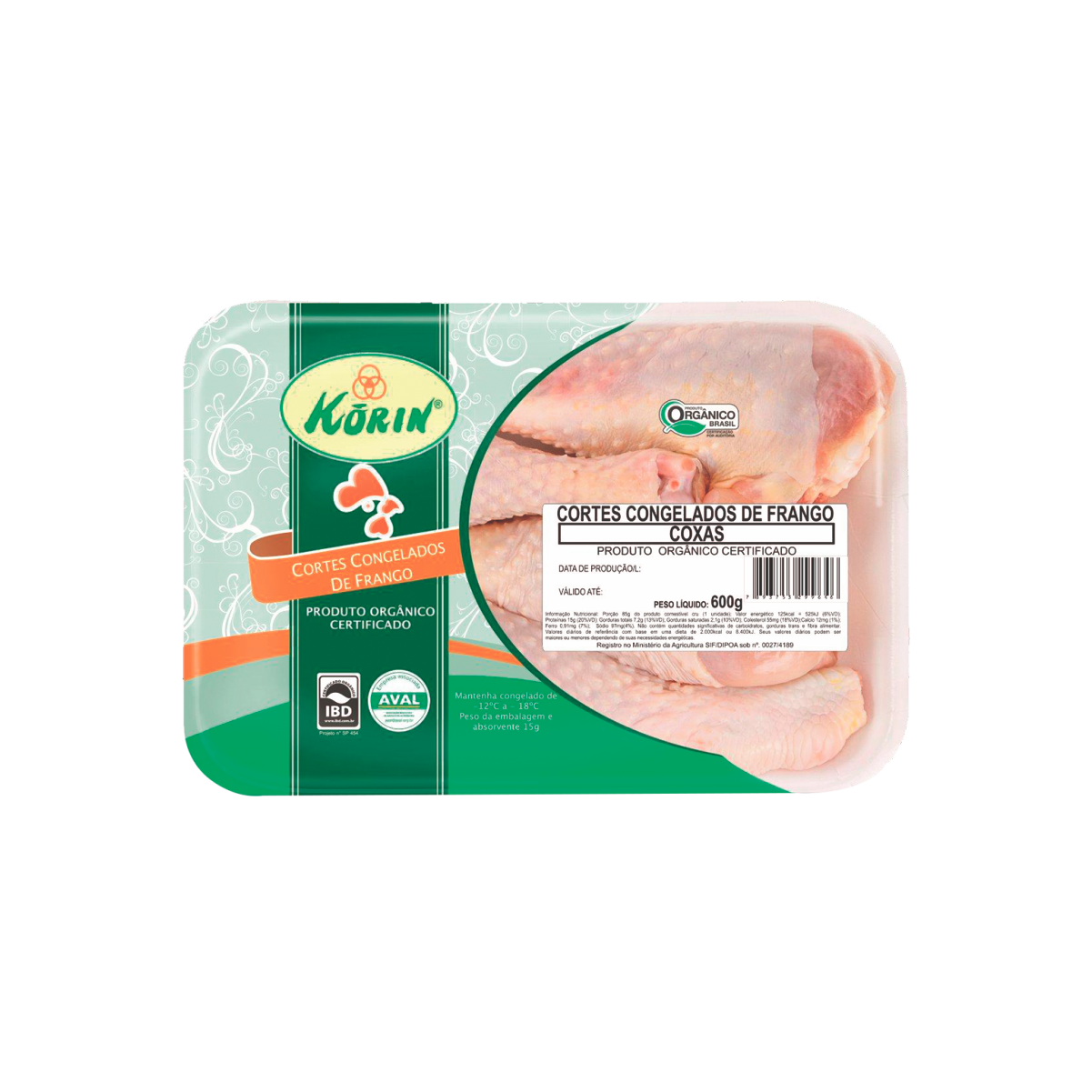 Coxa Frango Congelado Organica Korin 600g