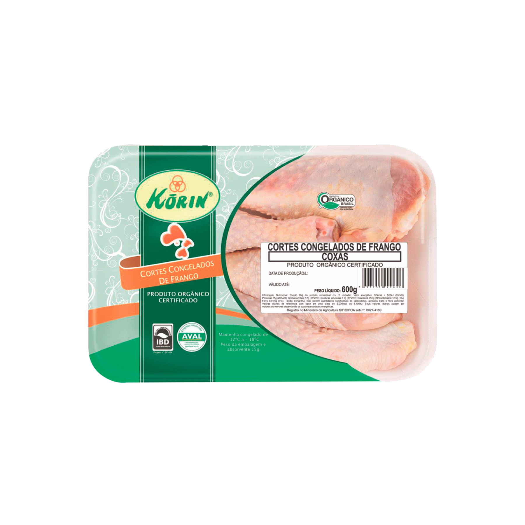 Coxa Frango Congelado Organica Korin 600g