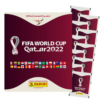 Kit C/ 1 Álbum Brochura + 10 Envelopes de Figurinhas da Copa Do Mundo Qatar 2022