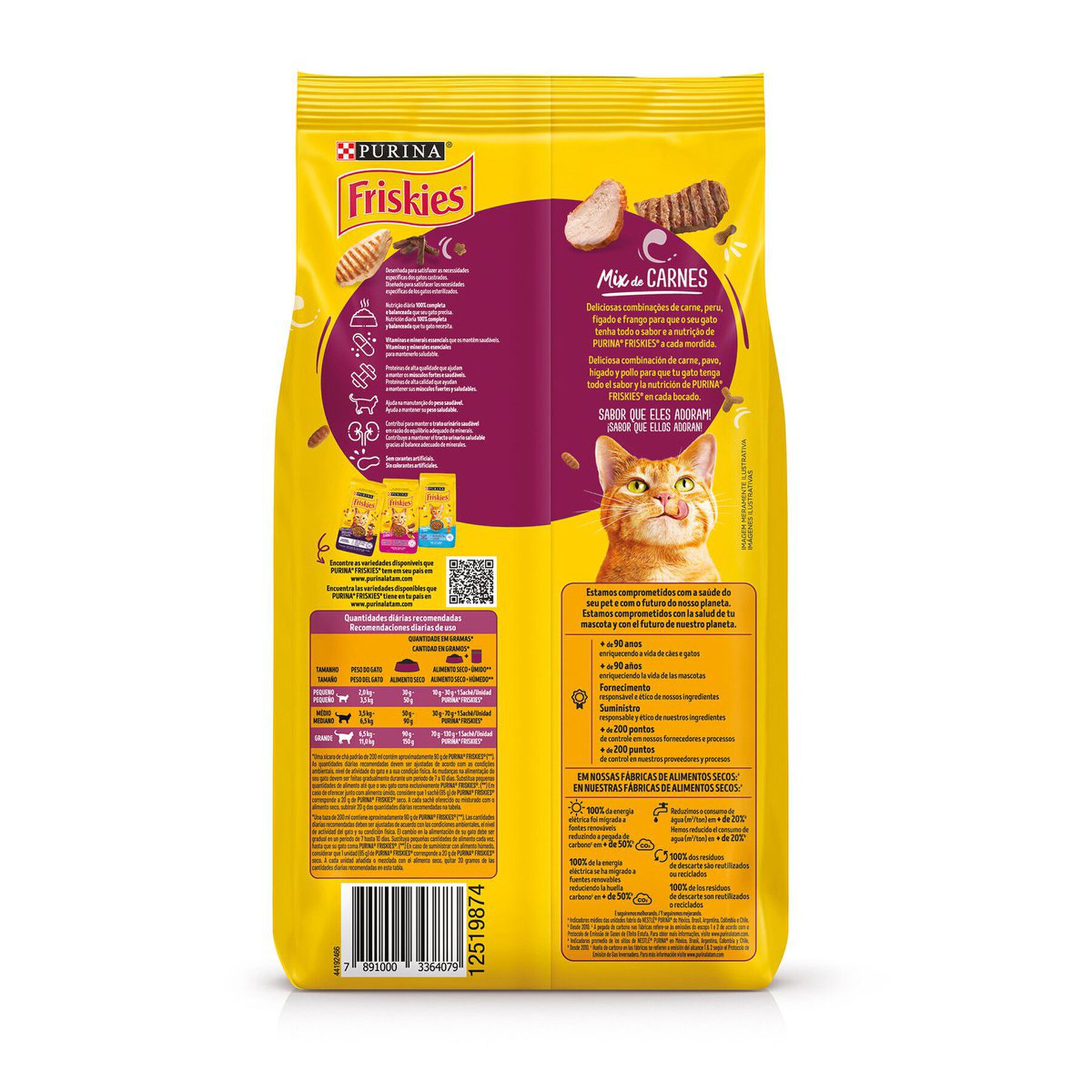 Alimento para Gatos Castrados Mix de Carnes Purina Friskies Pacote 1kg