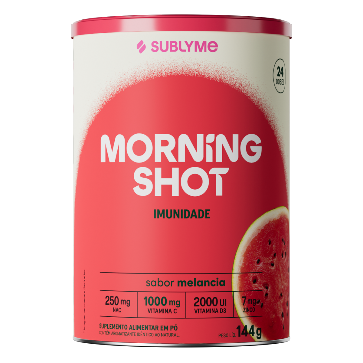 Suplemento Alimentar em P&oacute; Melancia Morning Shot Sublyme Lata 144g
