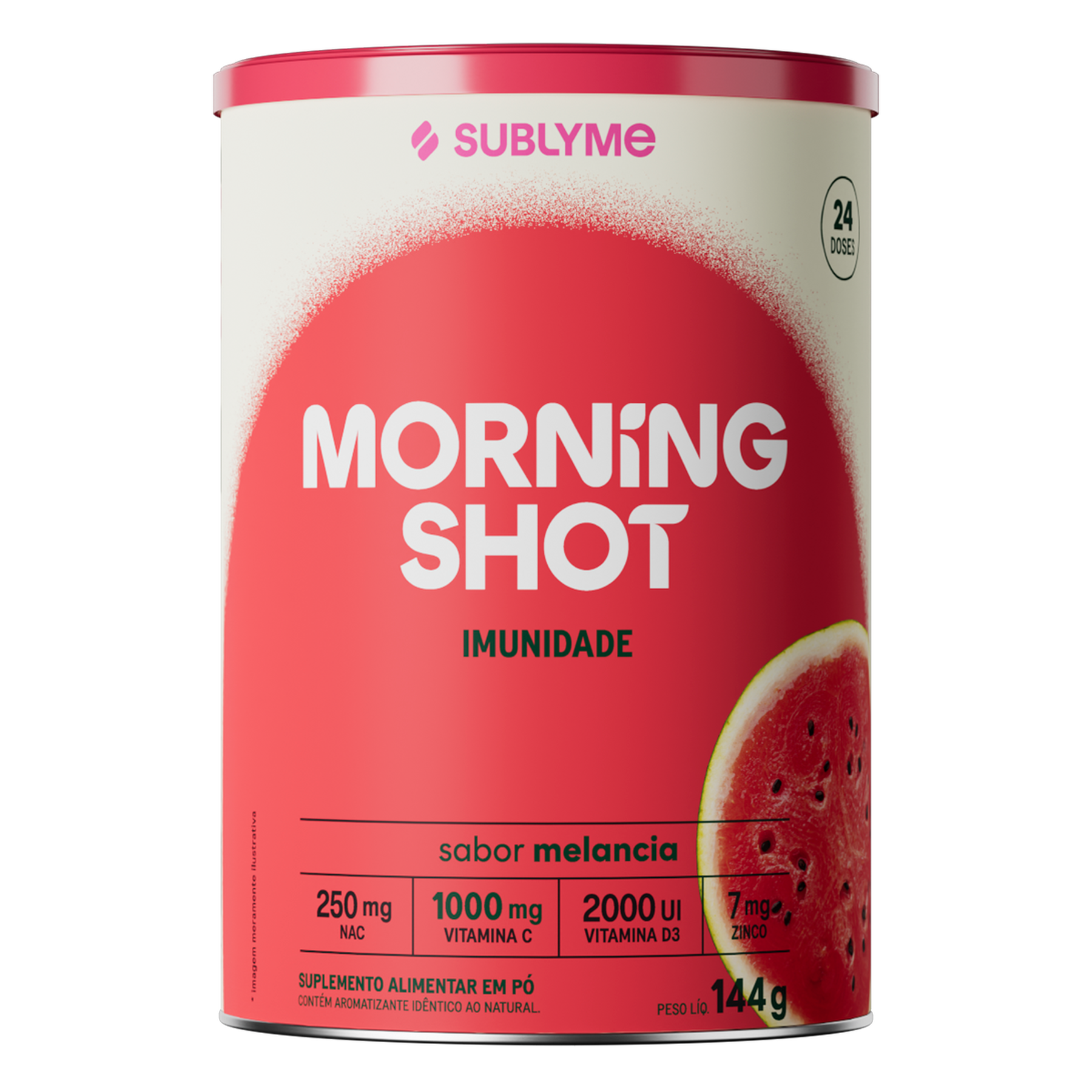 Suplemento Alimentar em P&oacute; Melancia Morning Shot Sublyme Lata 144g