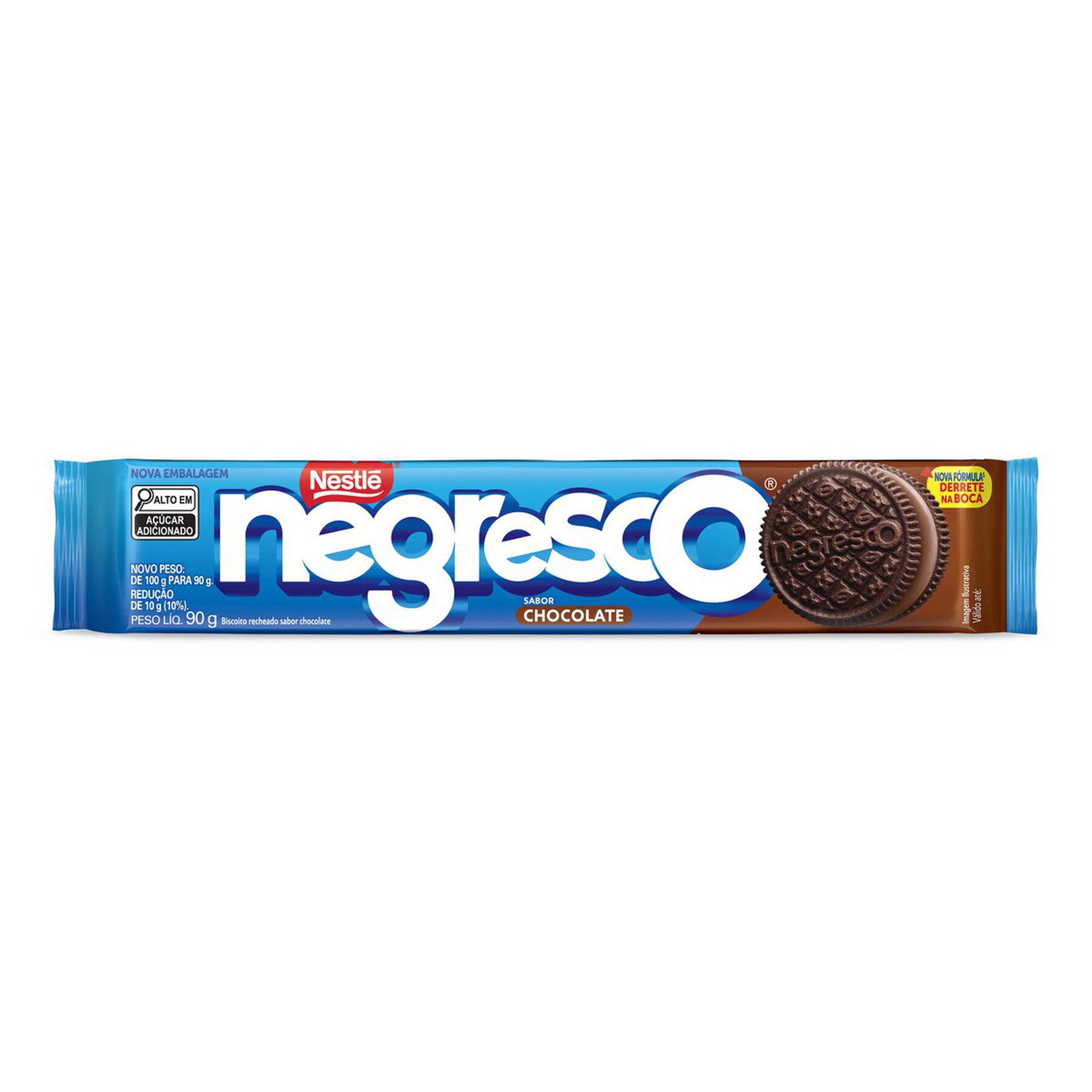Biscoito Chocolate Recheio Chocolate Negresco Nestlé Pacote 90g