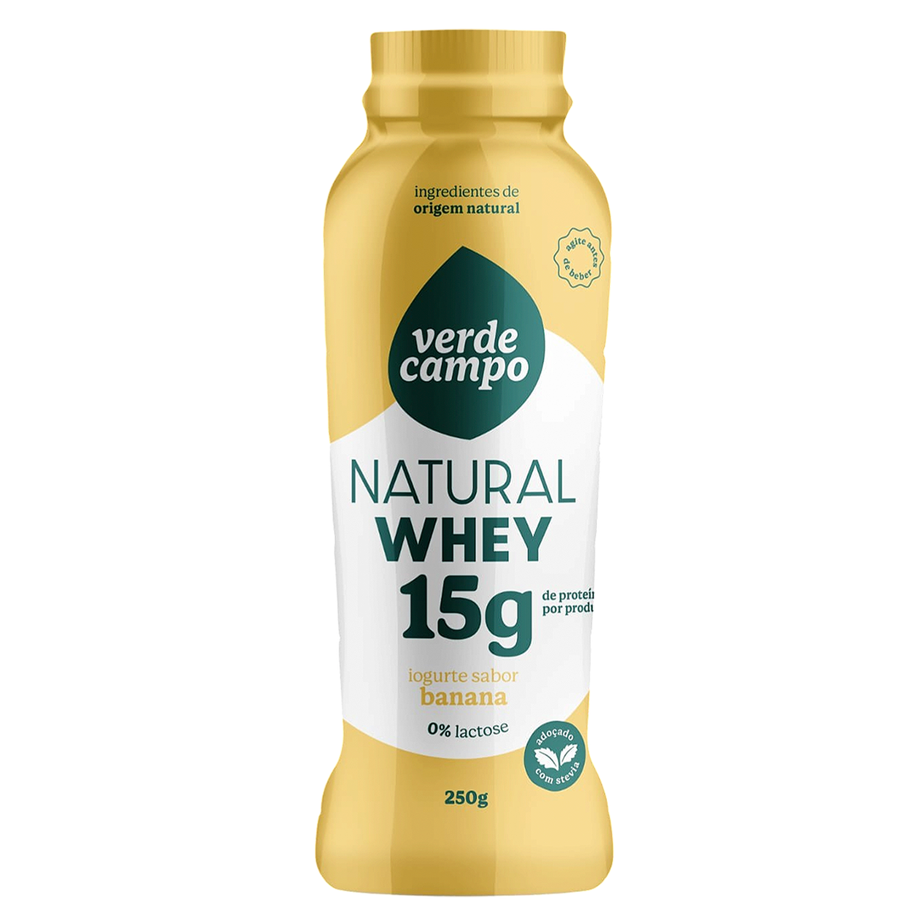 Iogurte Banana Natural Whey 15g Verde Campo Frasco 250g