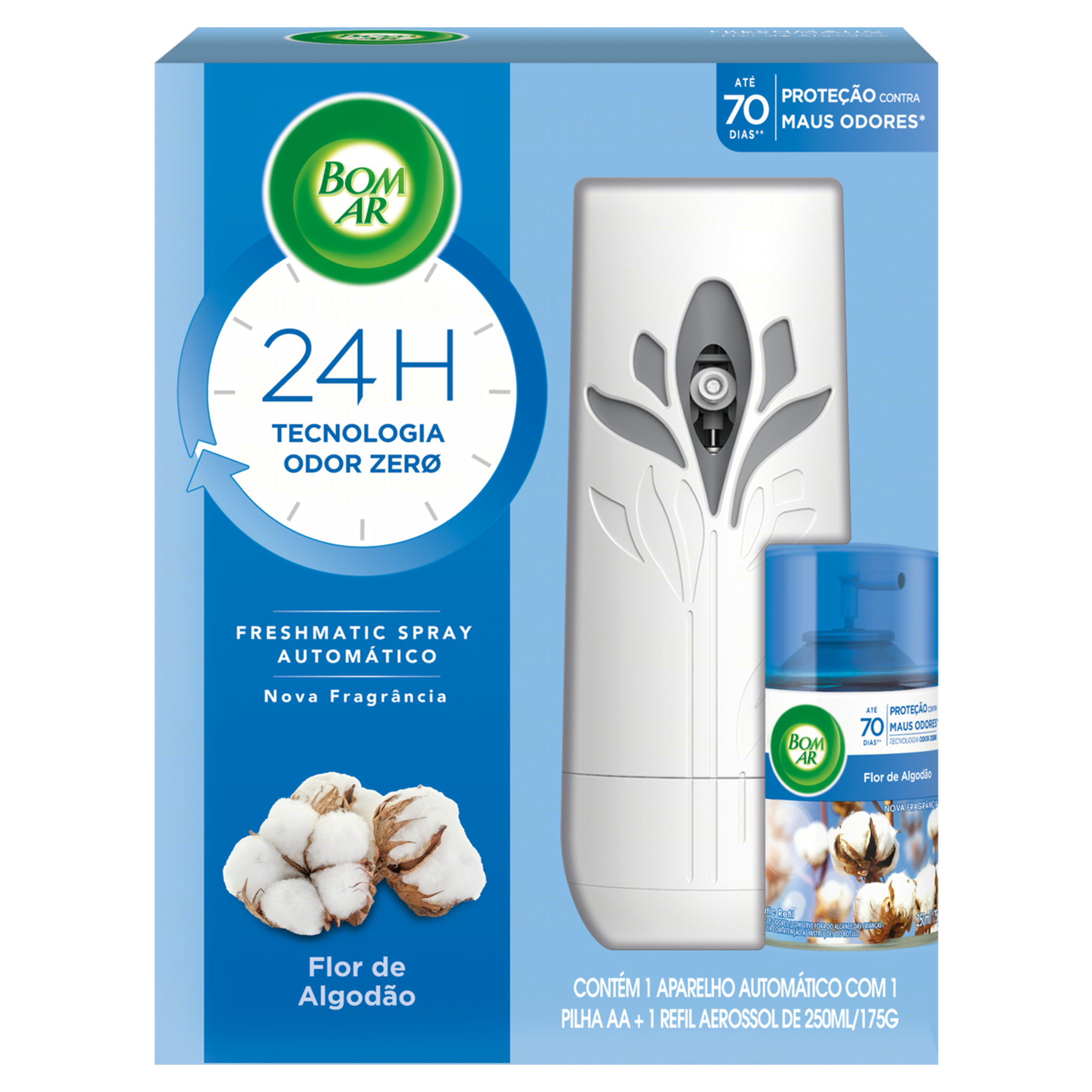 Aparelho e Neutralizador de Odores Flor de Algod&atilde;o Bom Ar Freshmatic Caixa 250ml Refil