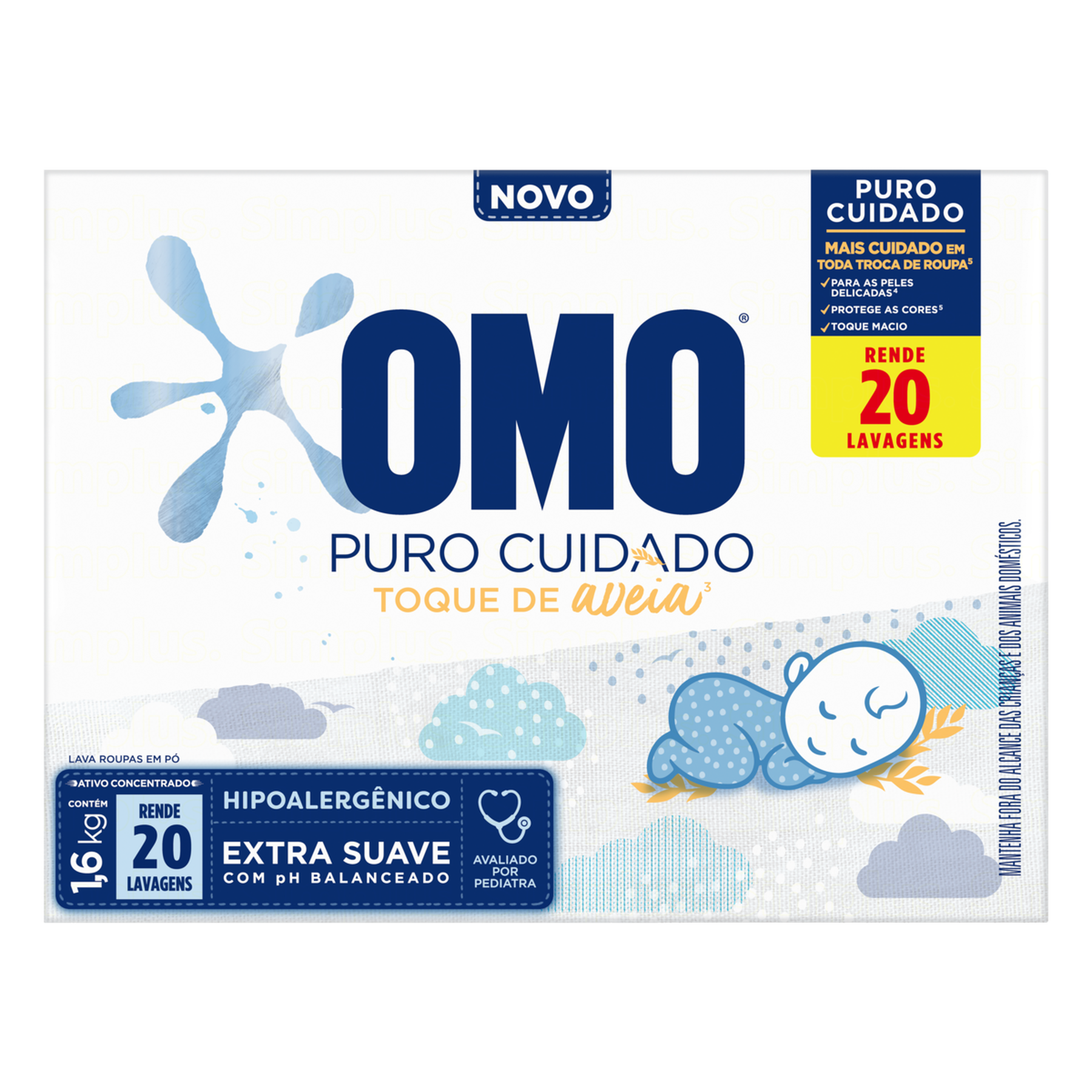 Lava Roupas em P&oacute; Puro Cuidado Omo Caixa 1,6kg&nbsp;&nbsp;