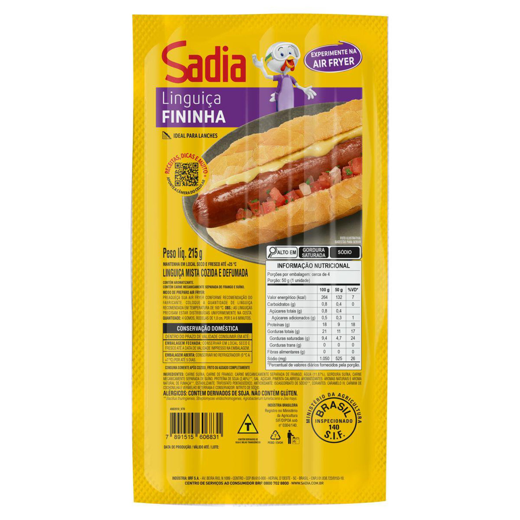 Lingui&ccedil;a Fininha Sadia 215g