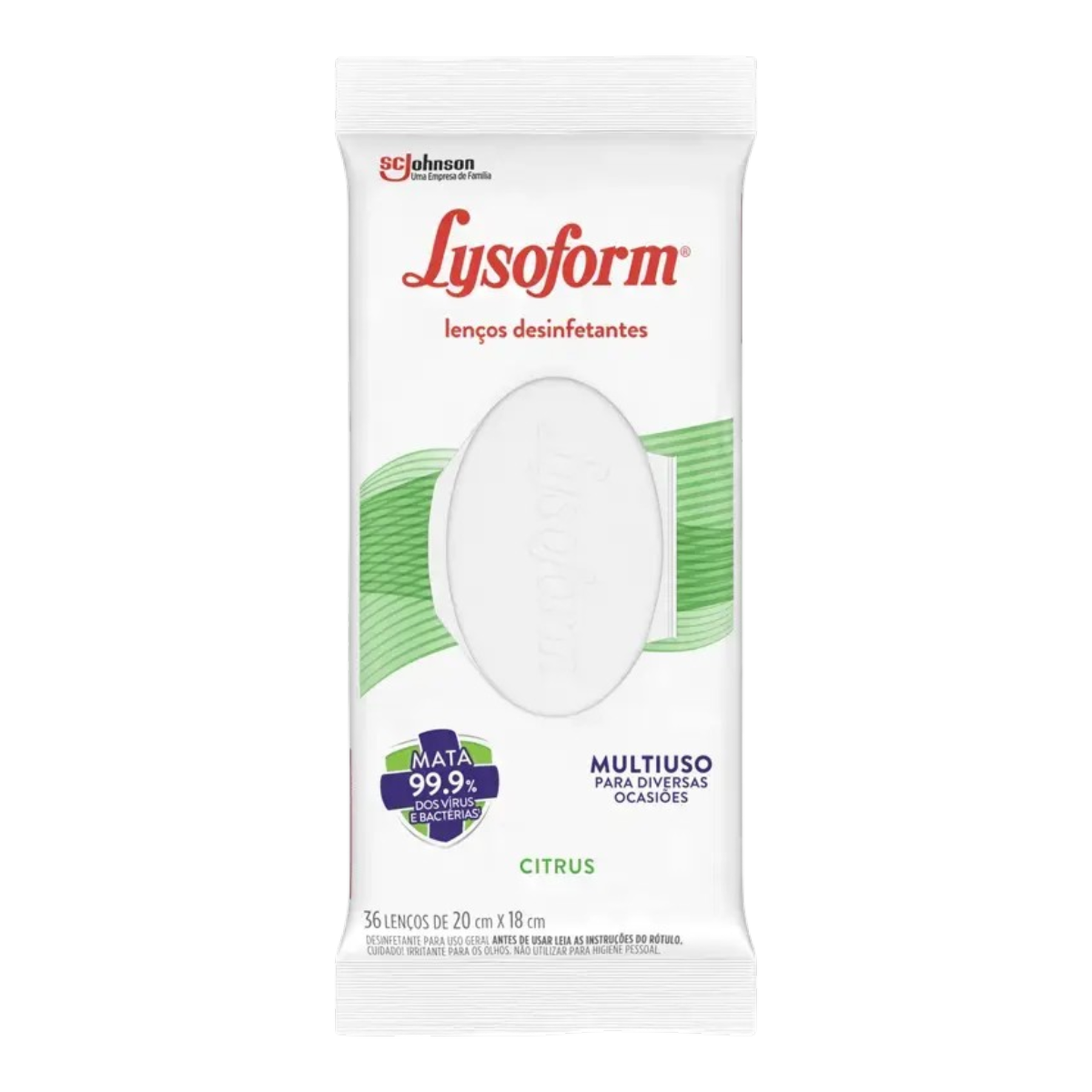 Len&ccedil;o Umedecido Desinfetante Citrus Lysoform Pacote 36 Unidades