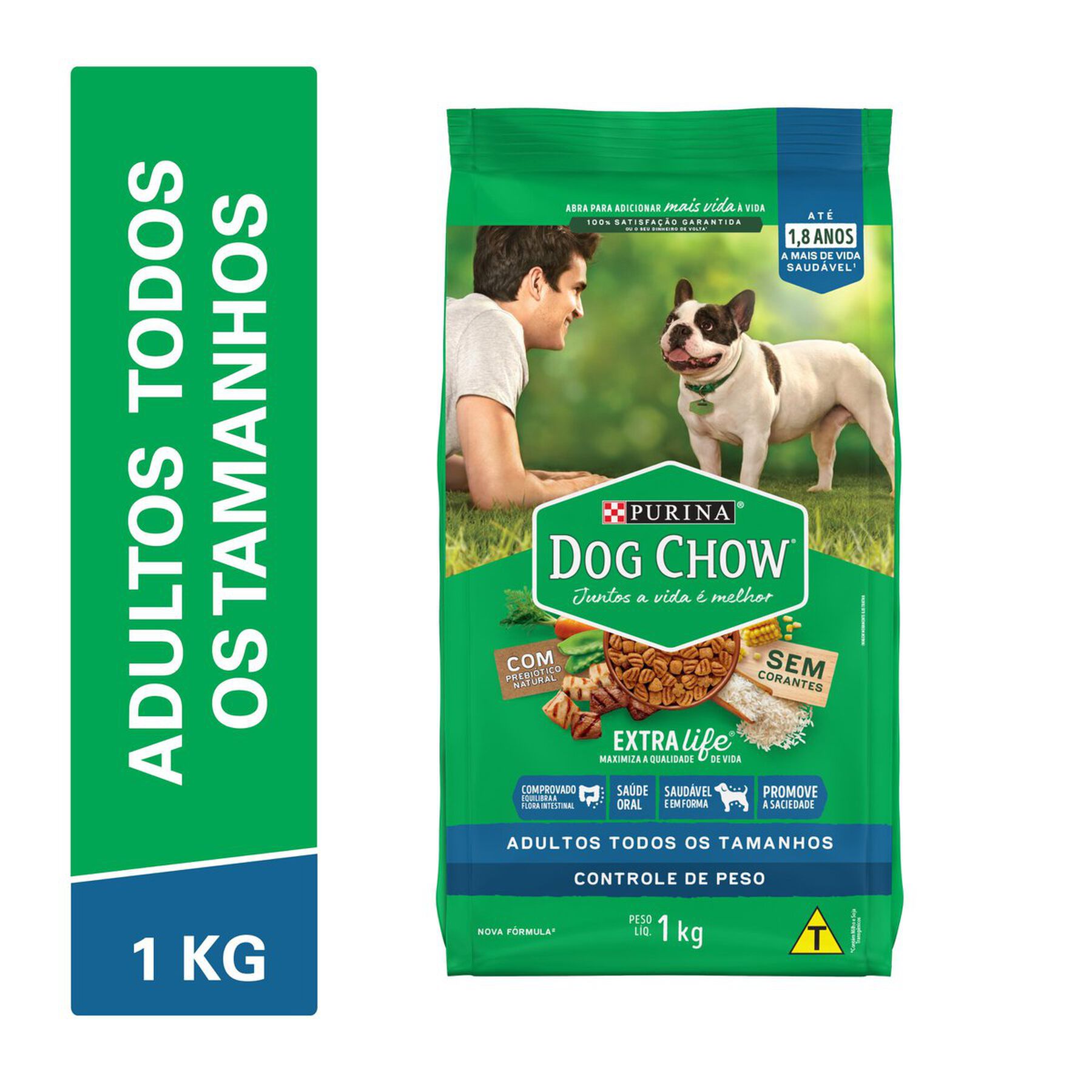 Alimento para C&atilde;es Adultos Todos os Tamanhos Carne, Frango e Arroz Purina Dog Chow Extra Life Pacote 1kg