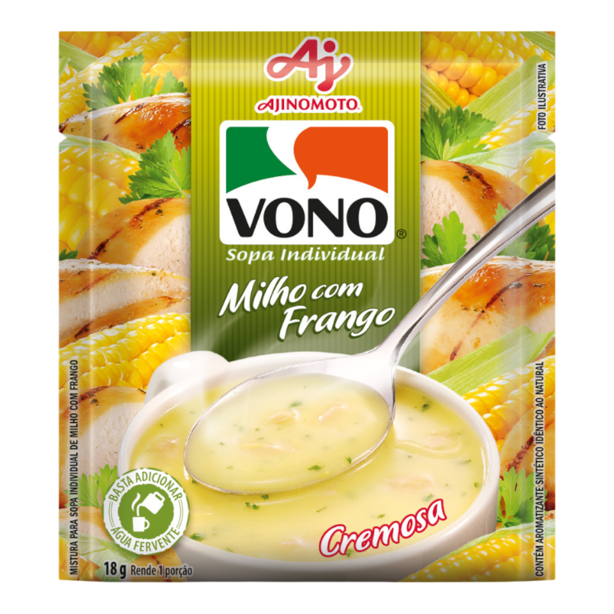 Sopa Individual Cremosa Milho com Frango Vono Sach&ecirc; 18g