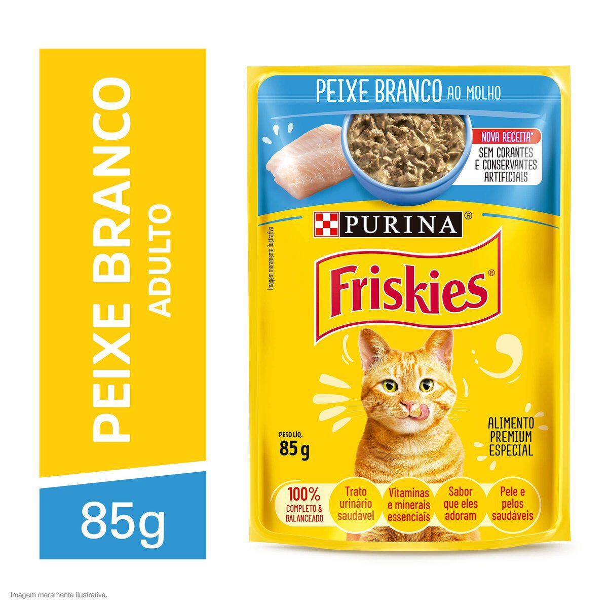 Alimento para Gatos Peixe Branco ao Molho Purina Friskies Sach&ecirc; 85g