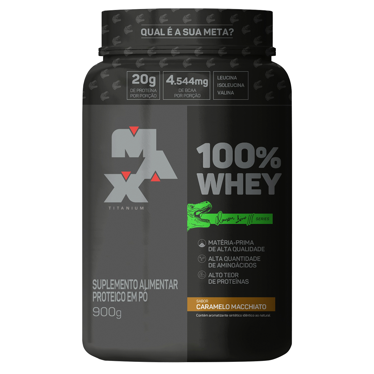 Suplemento Alimentar Proteico em P&oacute; Caramelo Macchiato 100% Whey Max Titanium Pote 900g