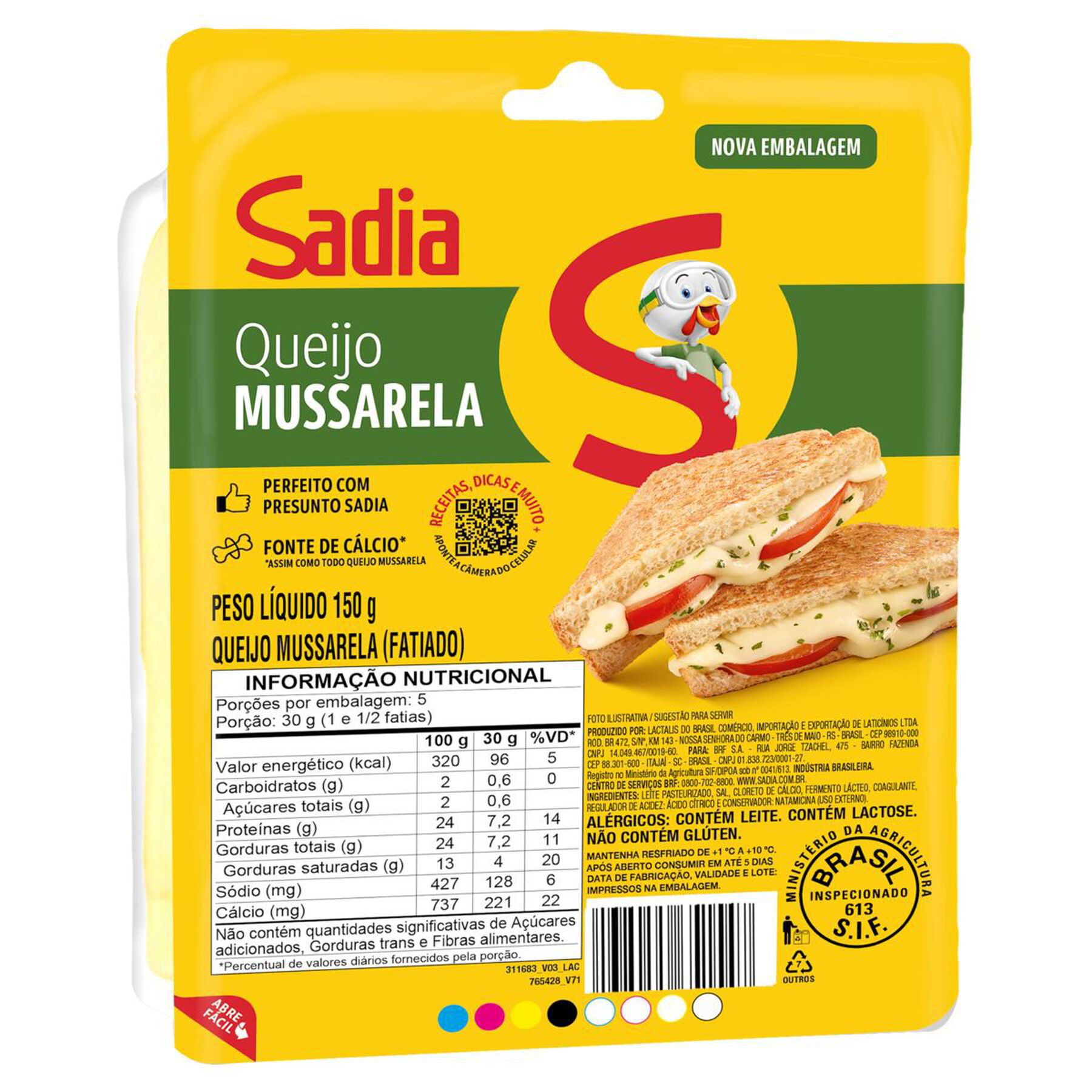 Queijo Mussarela Fatiado Sadia Solt&iacute;ssimo 150g