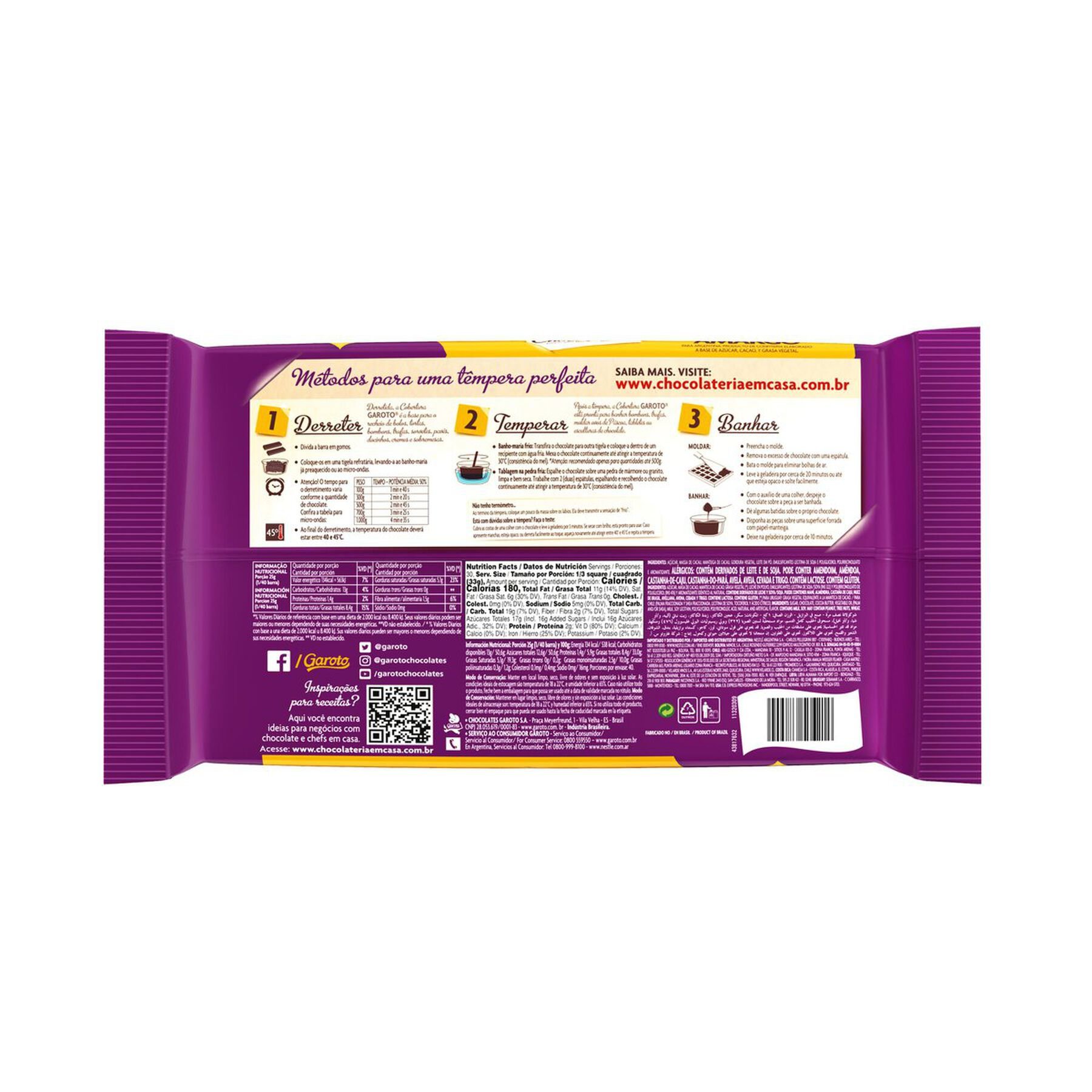 Chocolate Cobertura Garoto Meio Amargo 1kg