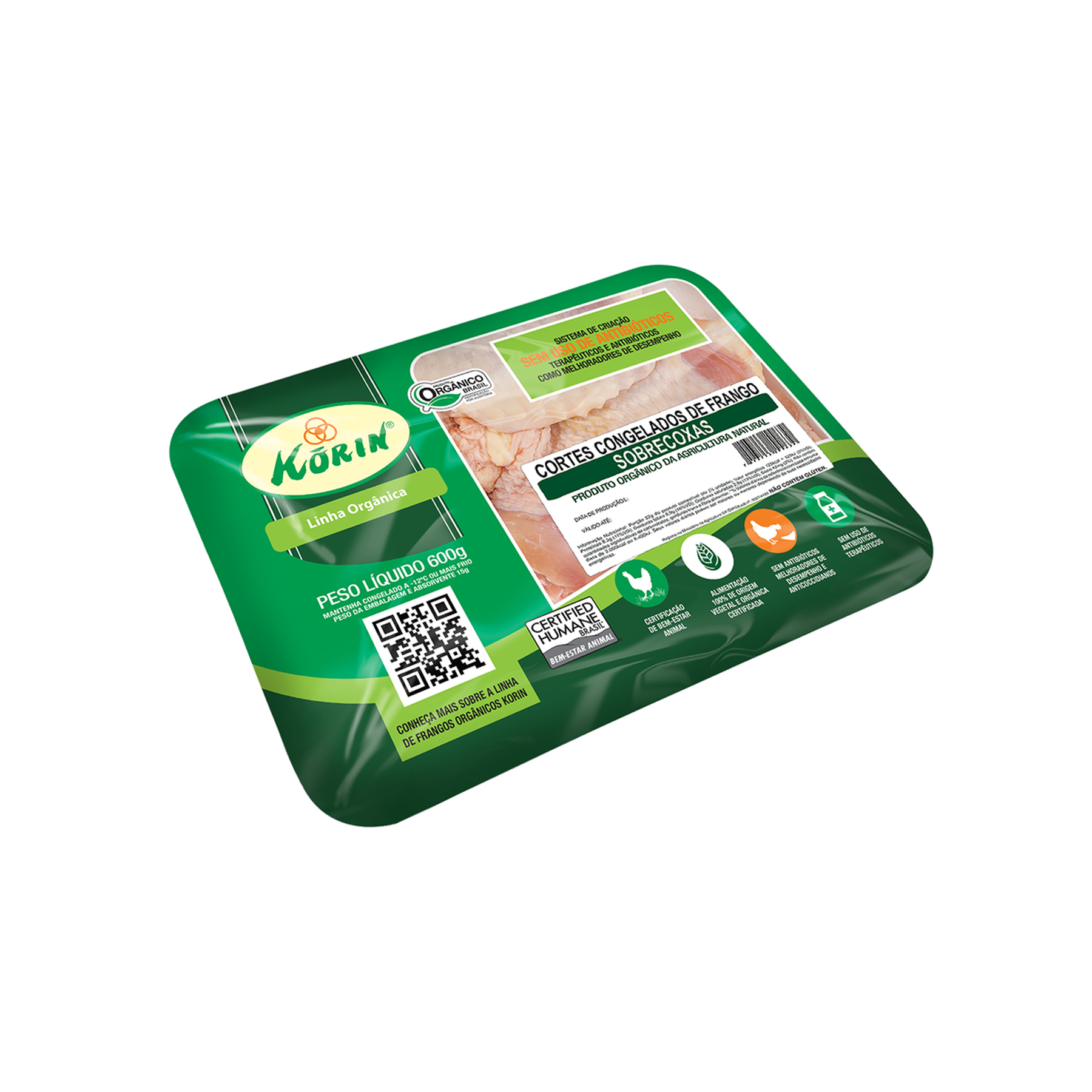 Sobrecoxa de Frango Congelado Orgânica Korin 600g