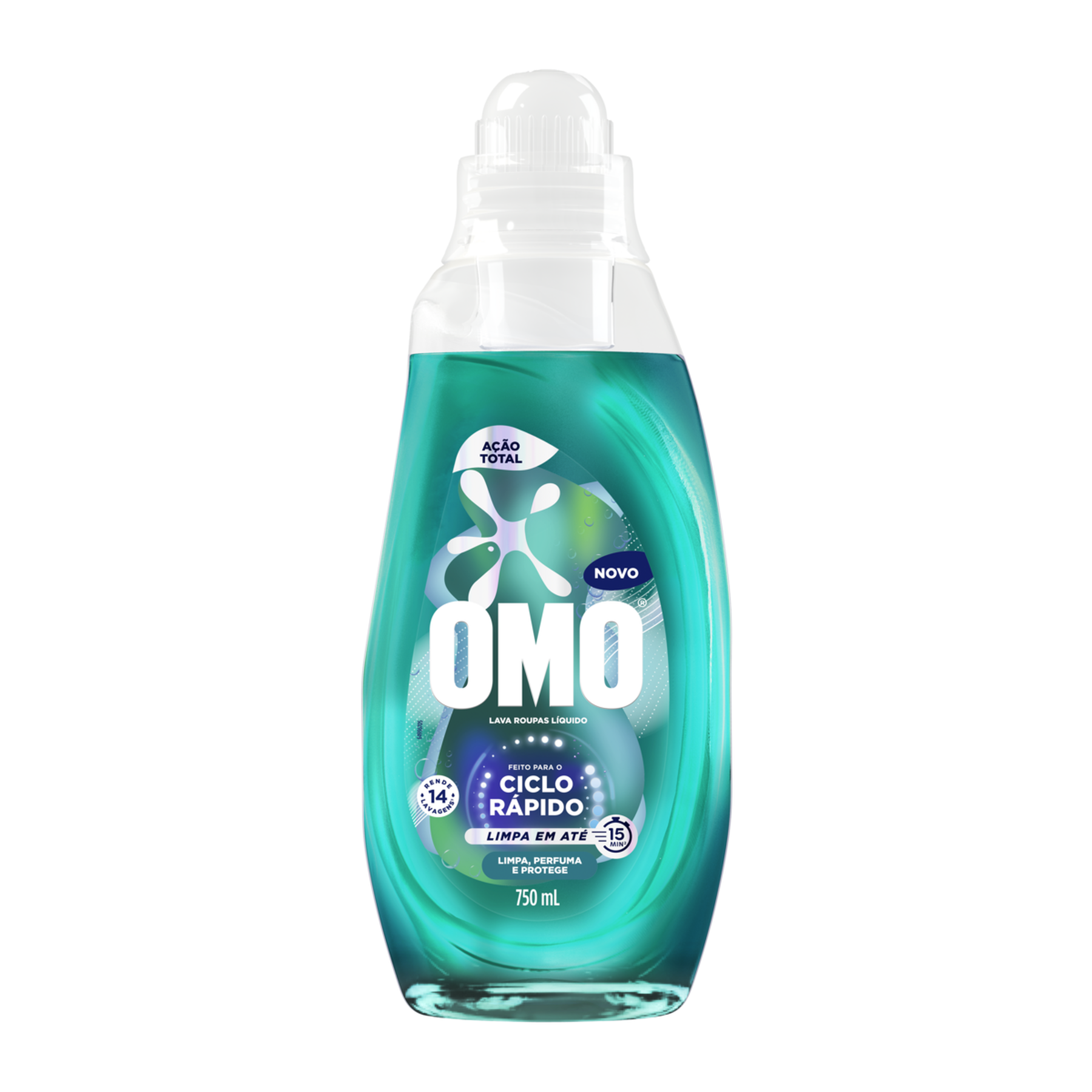 Lava Roupas Líquido Ciclo Rápido Ação Total Omo Frasco 750ml