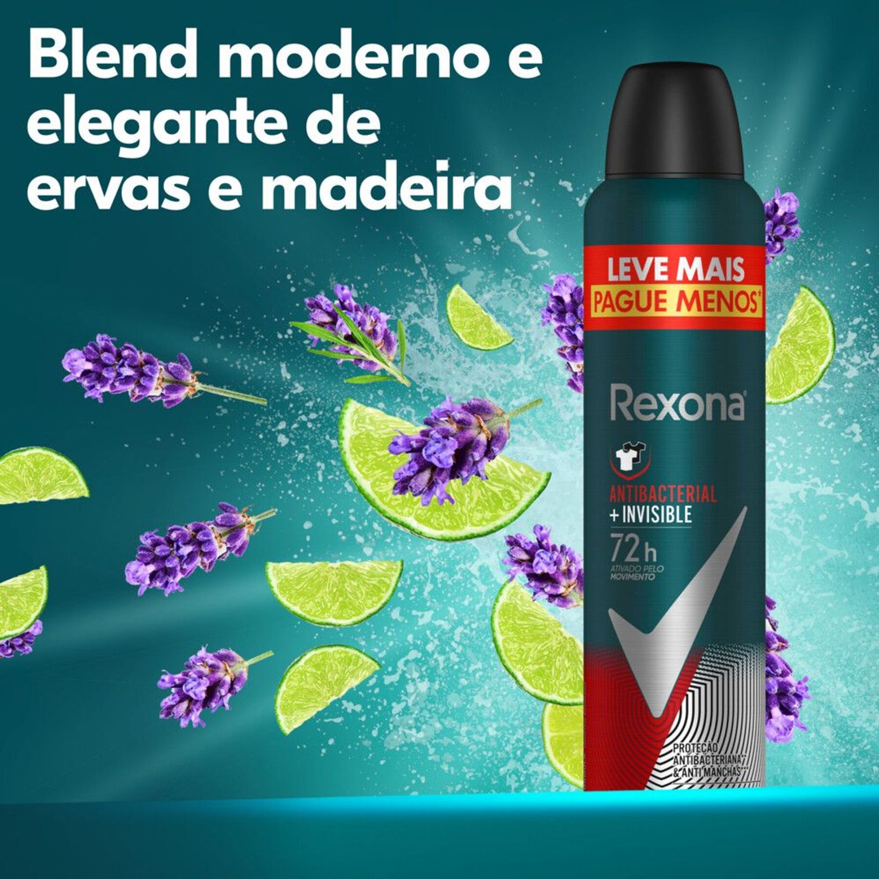 Antitranspirante Aerosol Rexona Men Antibacterial+Invisible 250ml