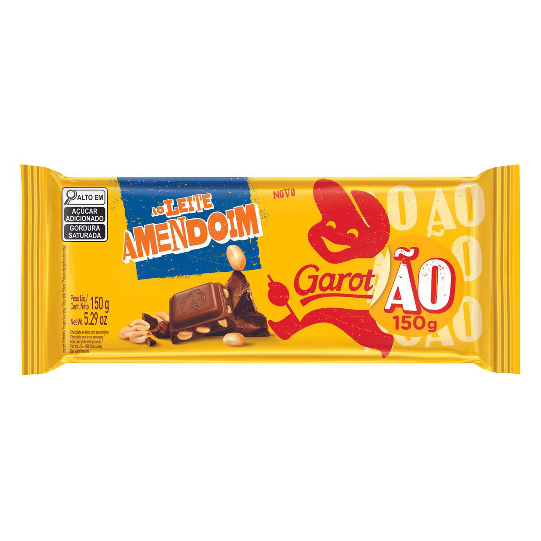 Barra de Chocolate ao Leite Amendoim Garoto Pacote 150g