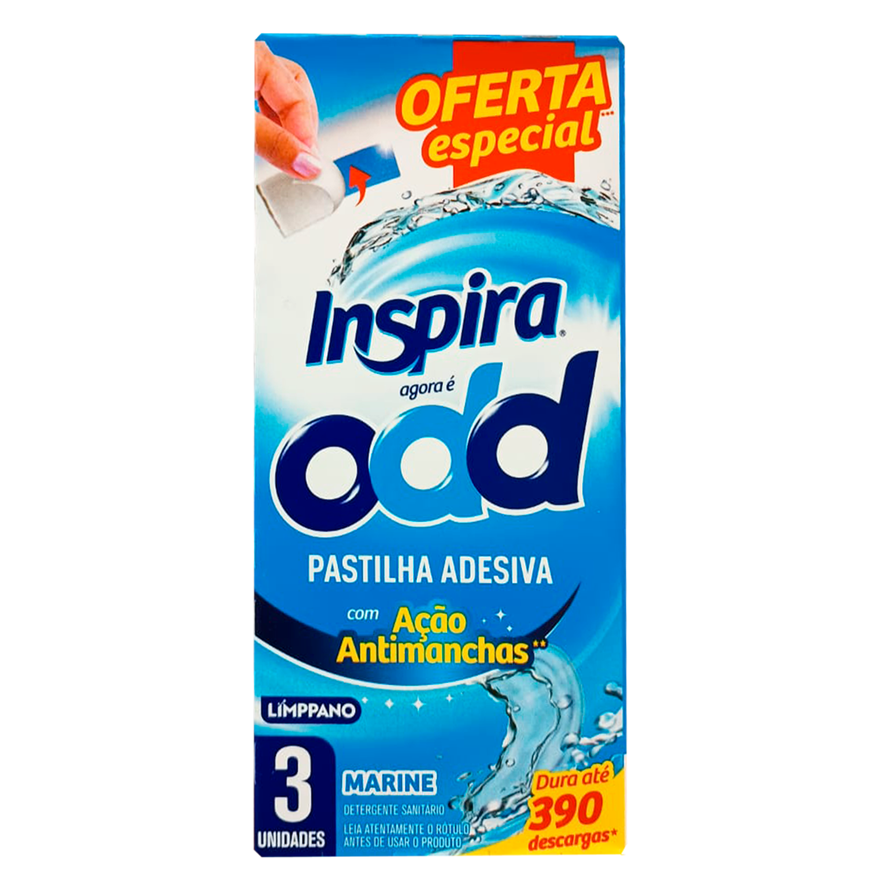 Detergente Sanit&aacute;rio Pastilha Adesiva Marine Odd Inspira C/3 Unidades - Embalagem Oferta Especial