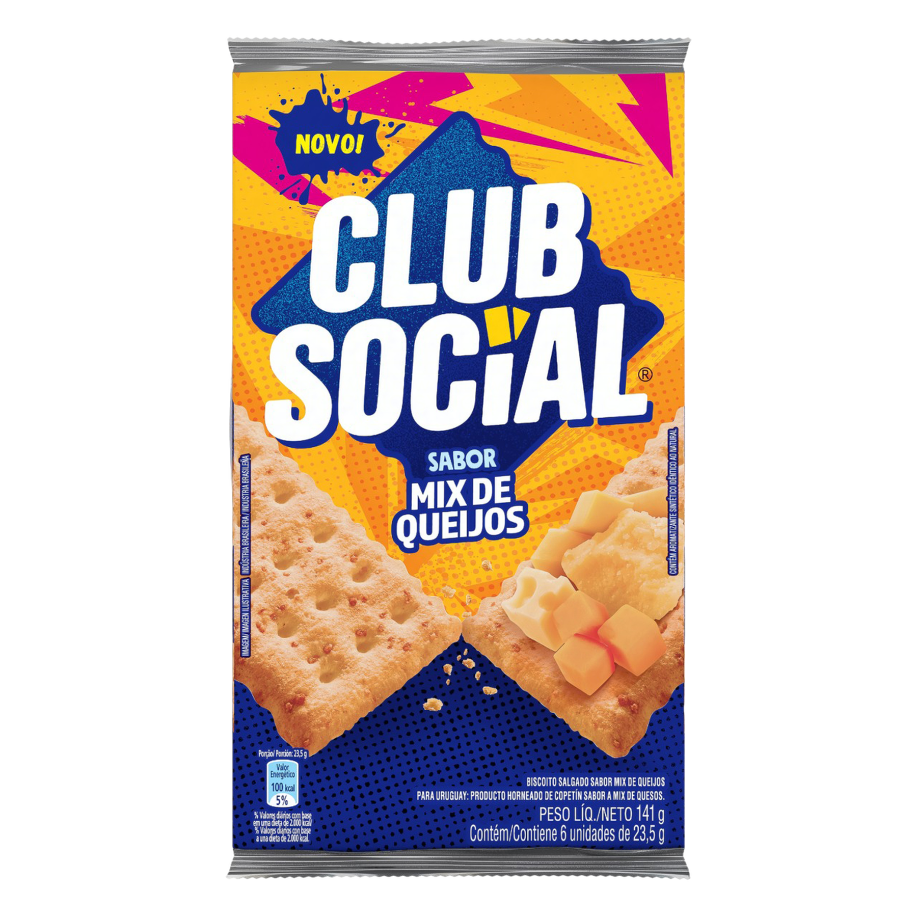 Biscoito Mix de Queijos Club Social Pacote 141g C/6 Unidades