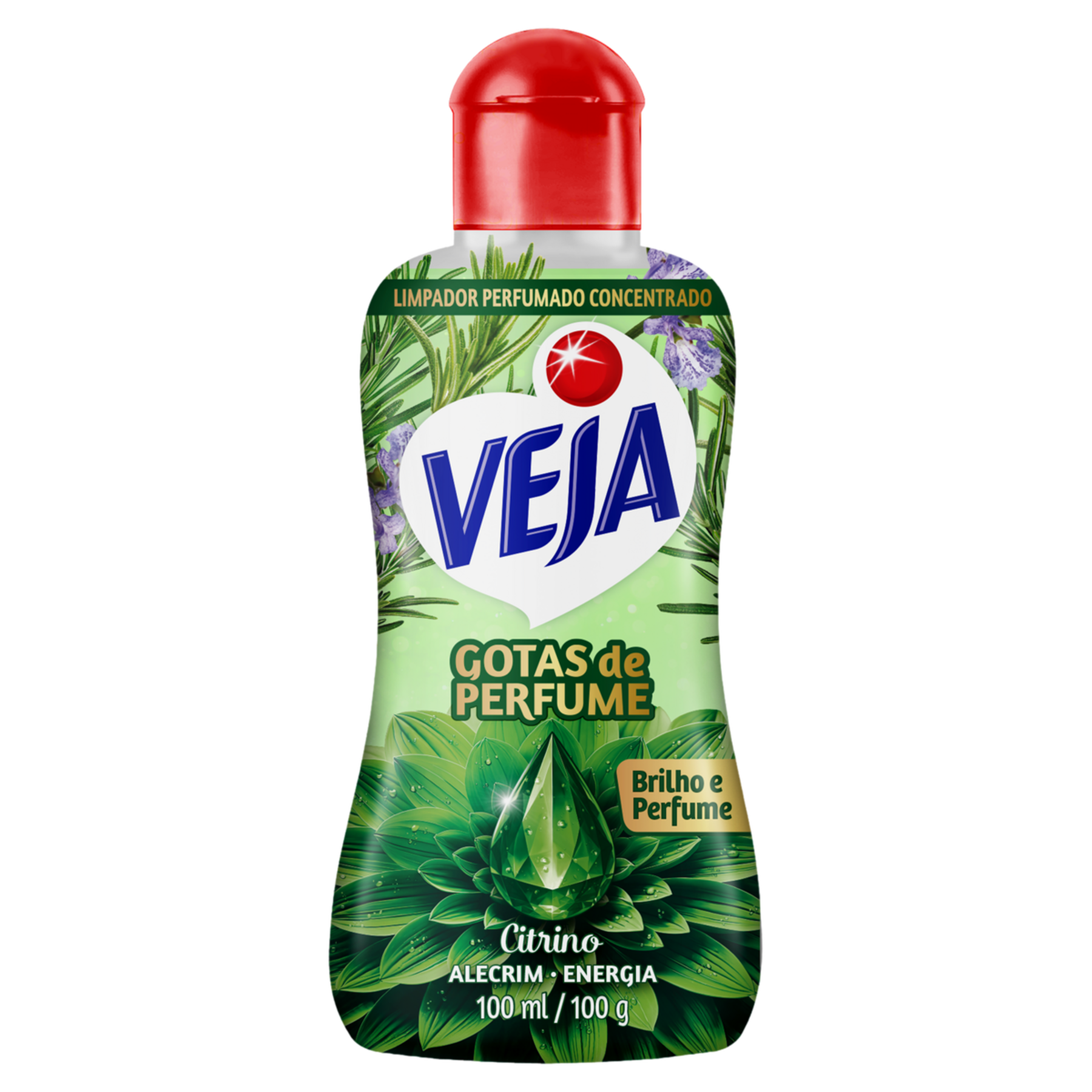 Limpador Perfumado Concentrado Alecrim Citrino Gotas de Perfume Veja Frasco 100ml
