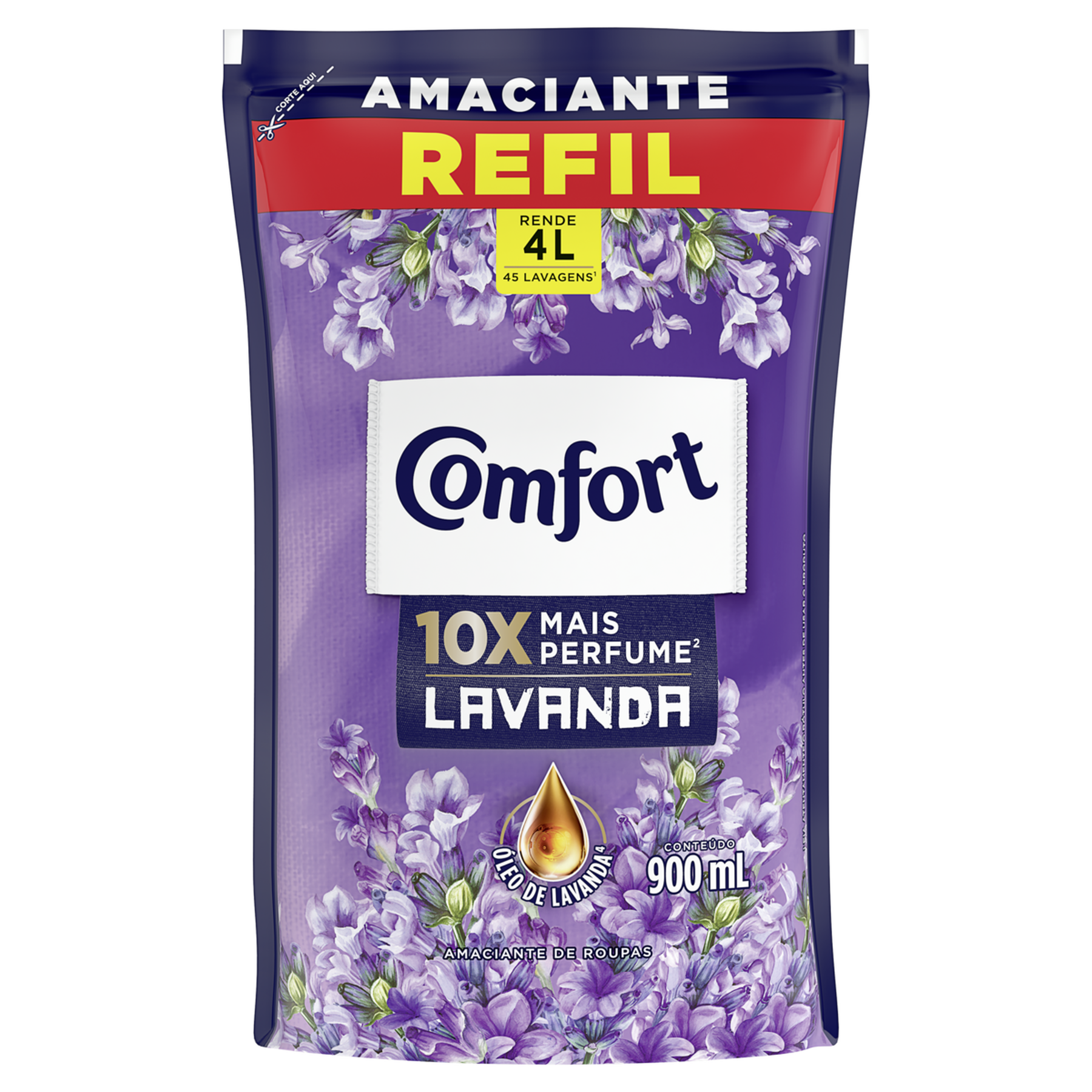 Amaciante de Roupa Lavanda Comfort Sachê 900ml Refil