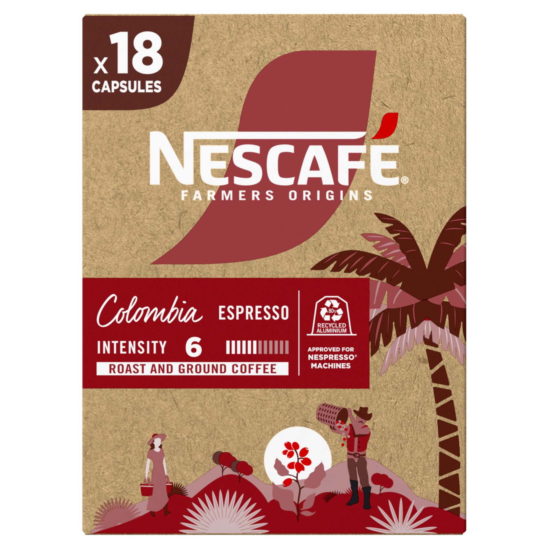 Caf&eacute; em C&aacute;psula Espresso Col&ocirc;mbia Nescaf&eacute; Farmers Origins Caixa 79,2g C/18 Unidades