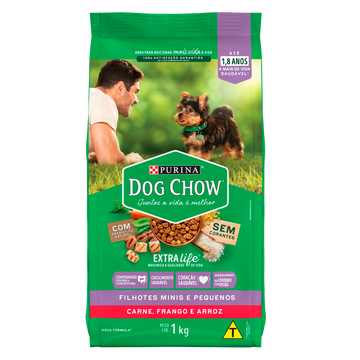 Alimento para Cães Filhotes Raças Minis e Pequenas Carne, Frango e Arroz Purina Dog Chow Extra Life Pacote 1kg