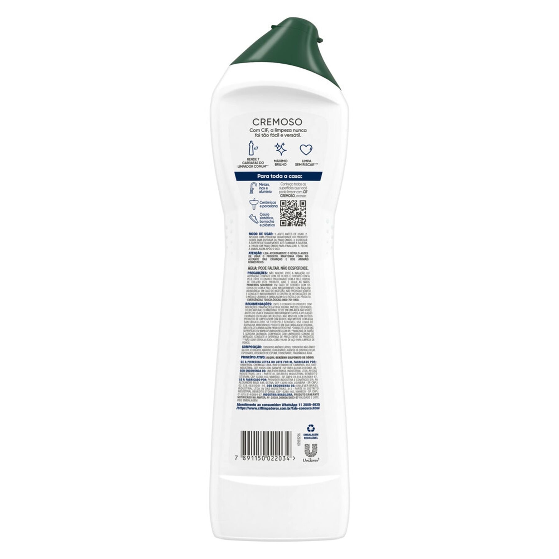 CIF Cremoso Limpeza Milagrosa produto de limpeza de casa milagroso CIF Original remove 100% da sujeira difícil sem esforço 450 ml