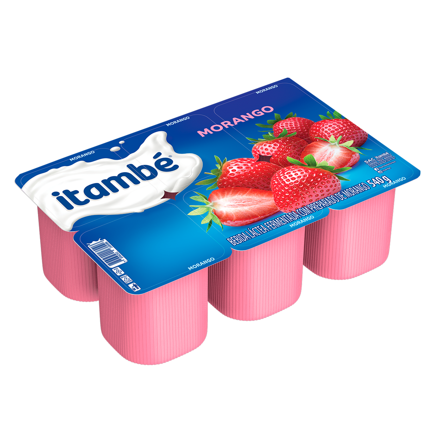 Bebida Láctea Fermentada Morango Itambé Bandeja 540g C/6 Unidades