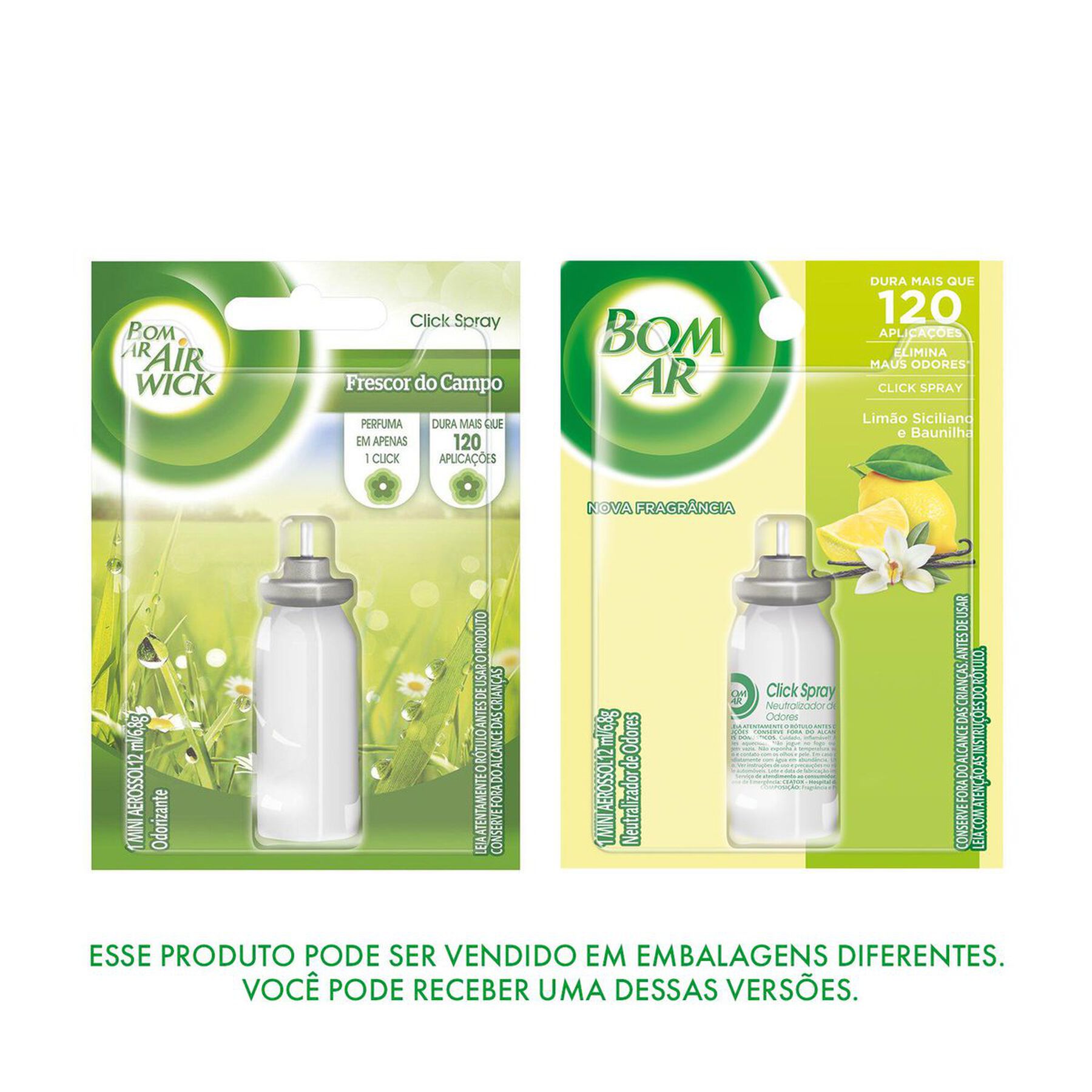 Odorizador de Ambiente Lim&atilde;o Siciliano e Baunilha Click Spray Bom Ar Blister 12ml Refil