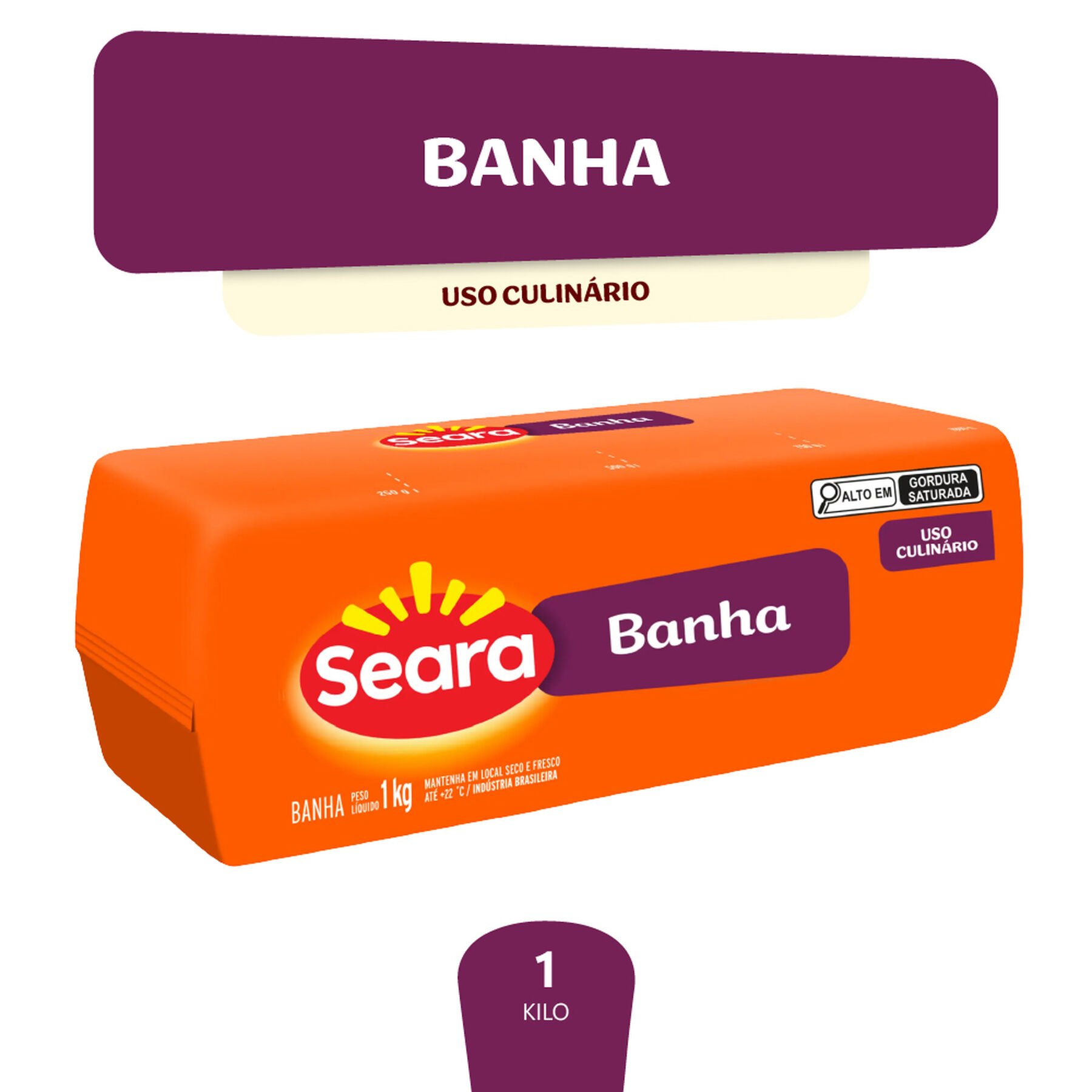 Banha suína Seara 1kg