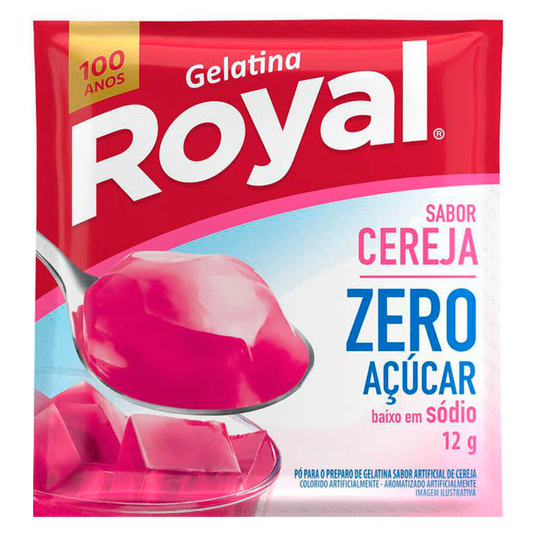 Gelatina em P&oacute; Cereja Zero A&ccedil;&uacute;car Royal Pacote 12g&nbsp;