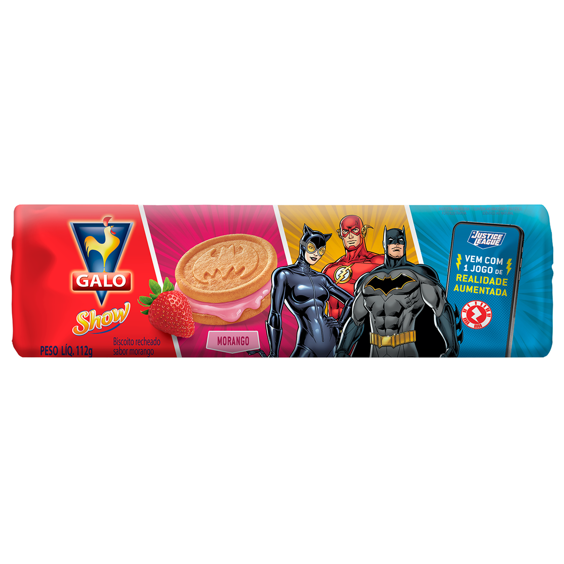 Biscoito Recheado de Morango Galo Pacote 112g