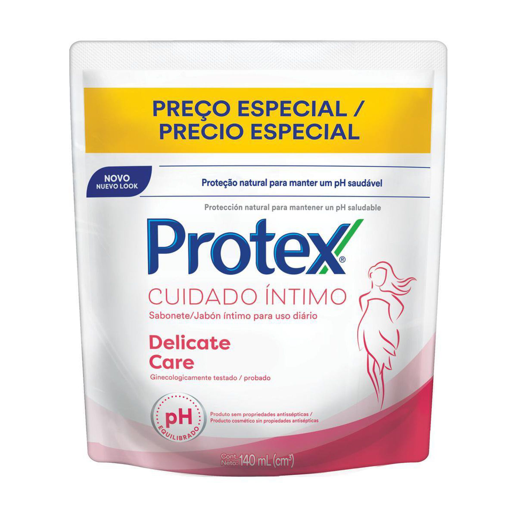 Sabonete Líquido Íntimo Delicate Care Protex Cuidado Íntimo Sachê 140ml Refil