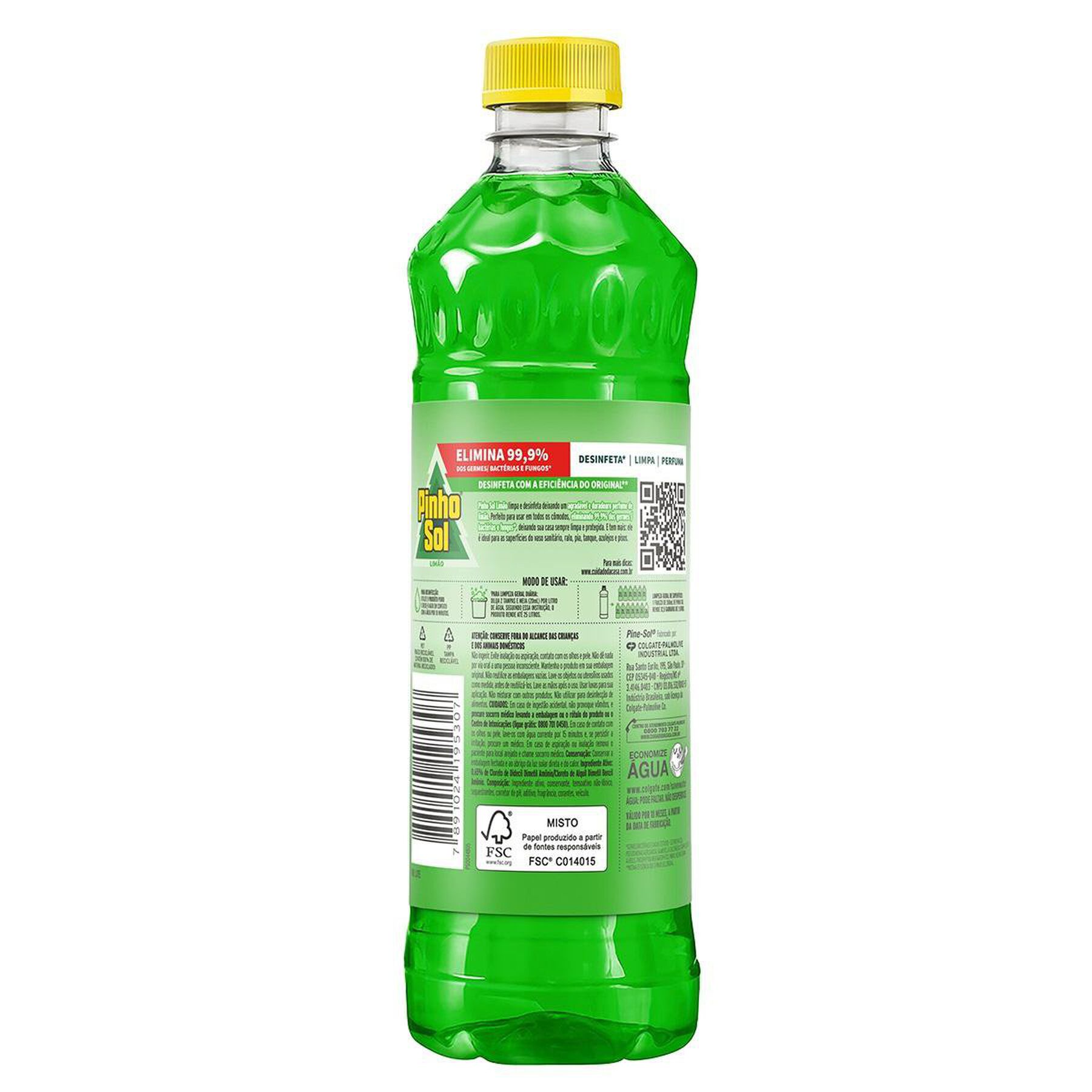 Desinfetante Uso Geral Lim&atilde;o Pinho Sol Frasco 500ml&nbsp;