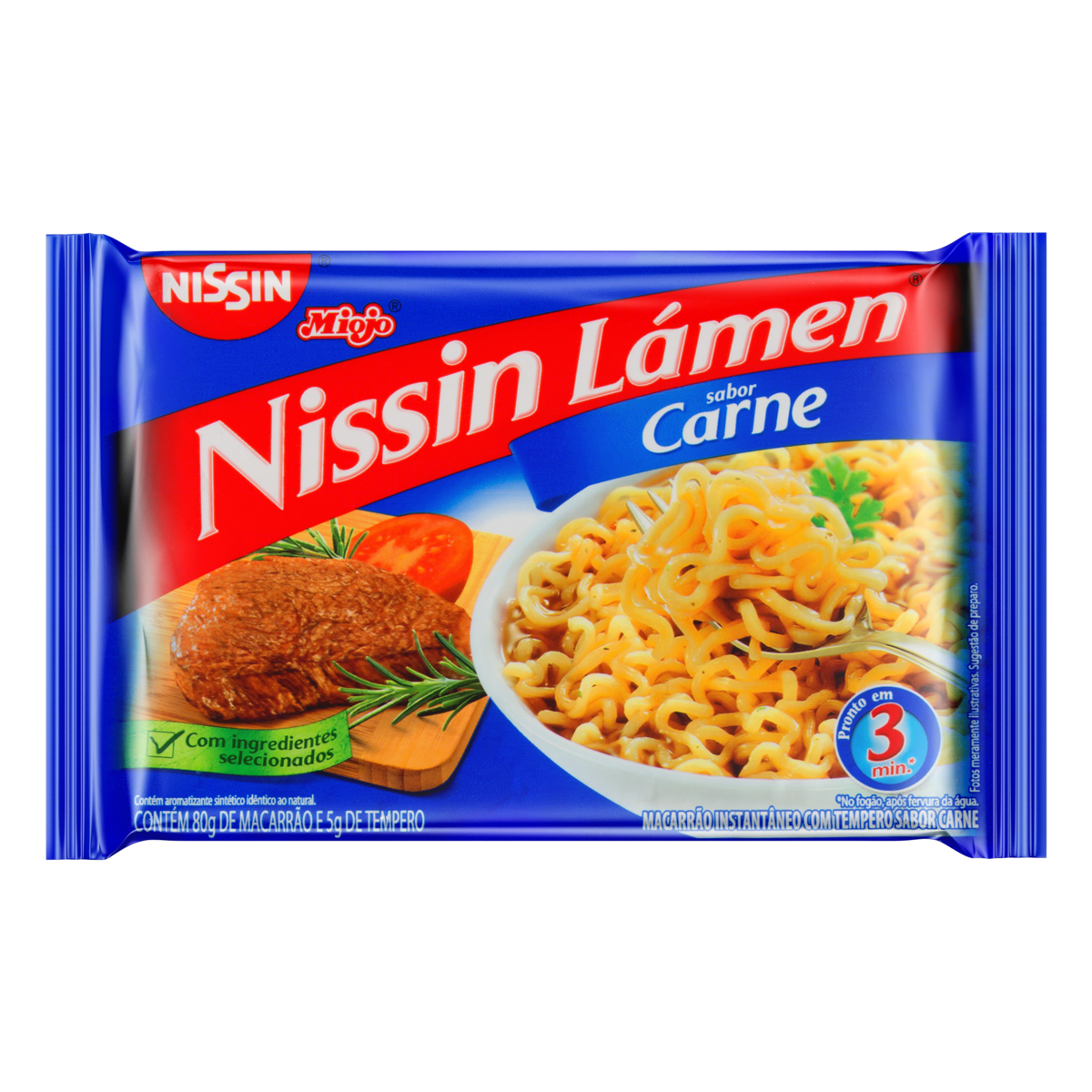 Macarr&atilde;o Instant&acirc;neo L&aacute;men Carne Nissin Miojo Pacote 85g