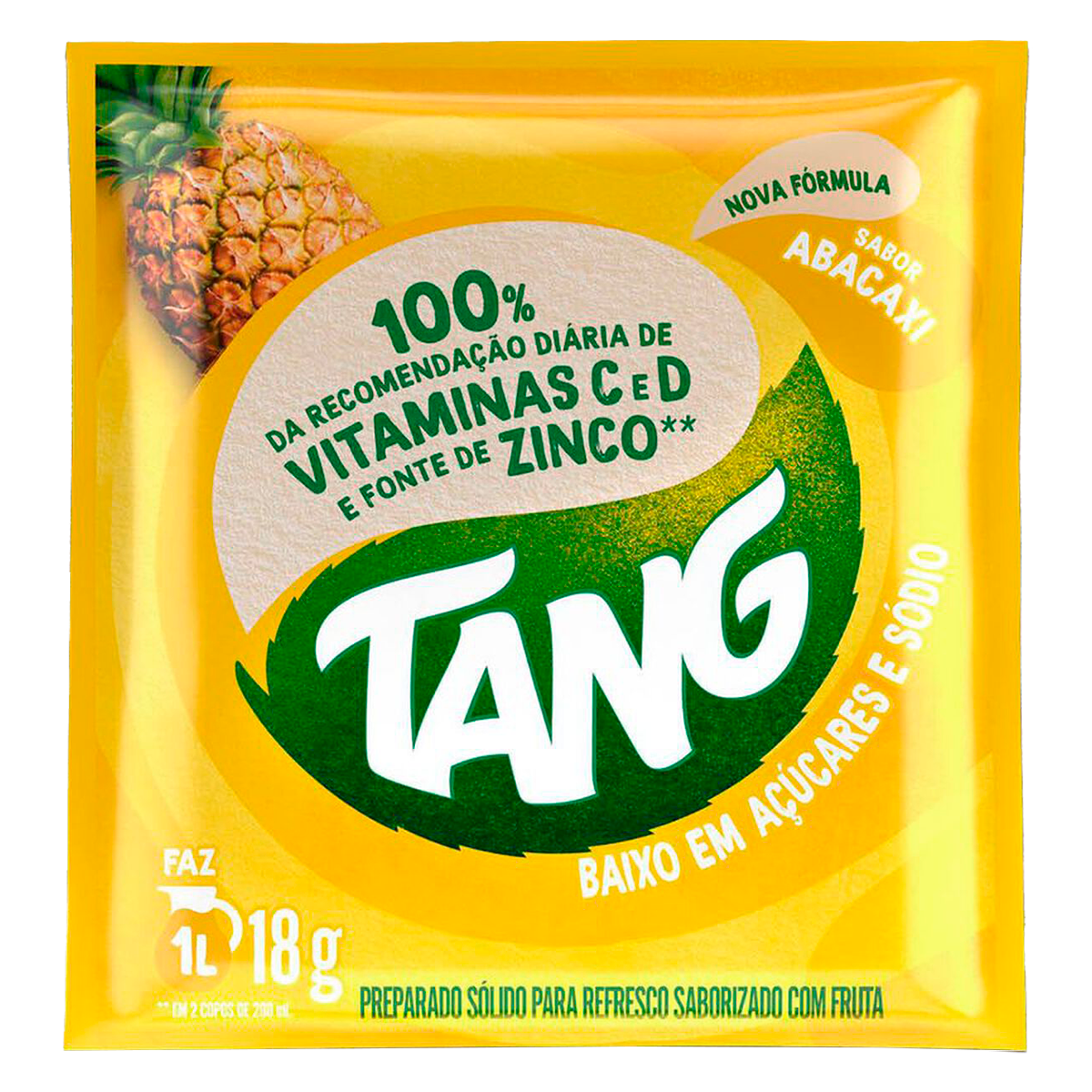 Refresco em P&oacute; Abacaxi Tang Pacote 18g