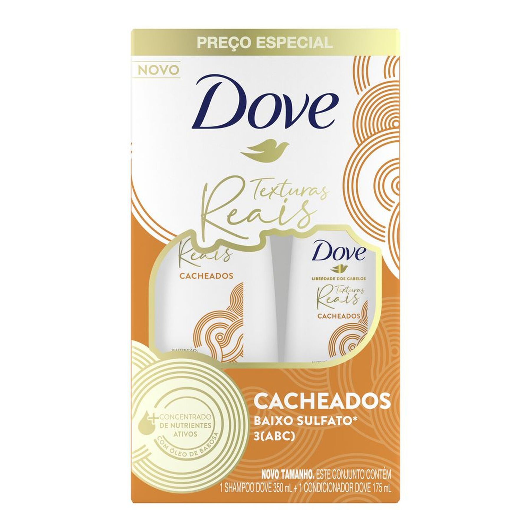 Shampoo 350ml + Condicionador 175ml Texturas Reais Cacheados Dove