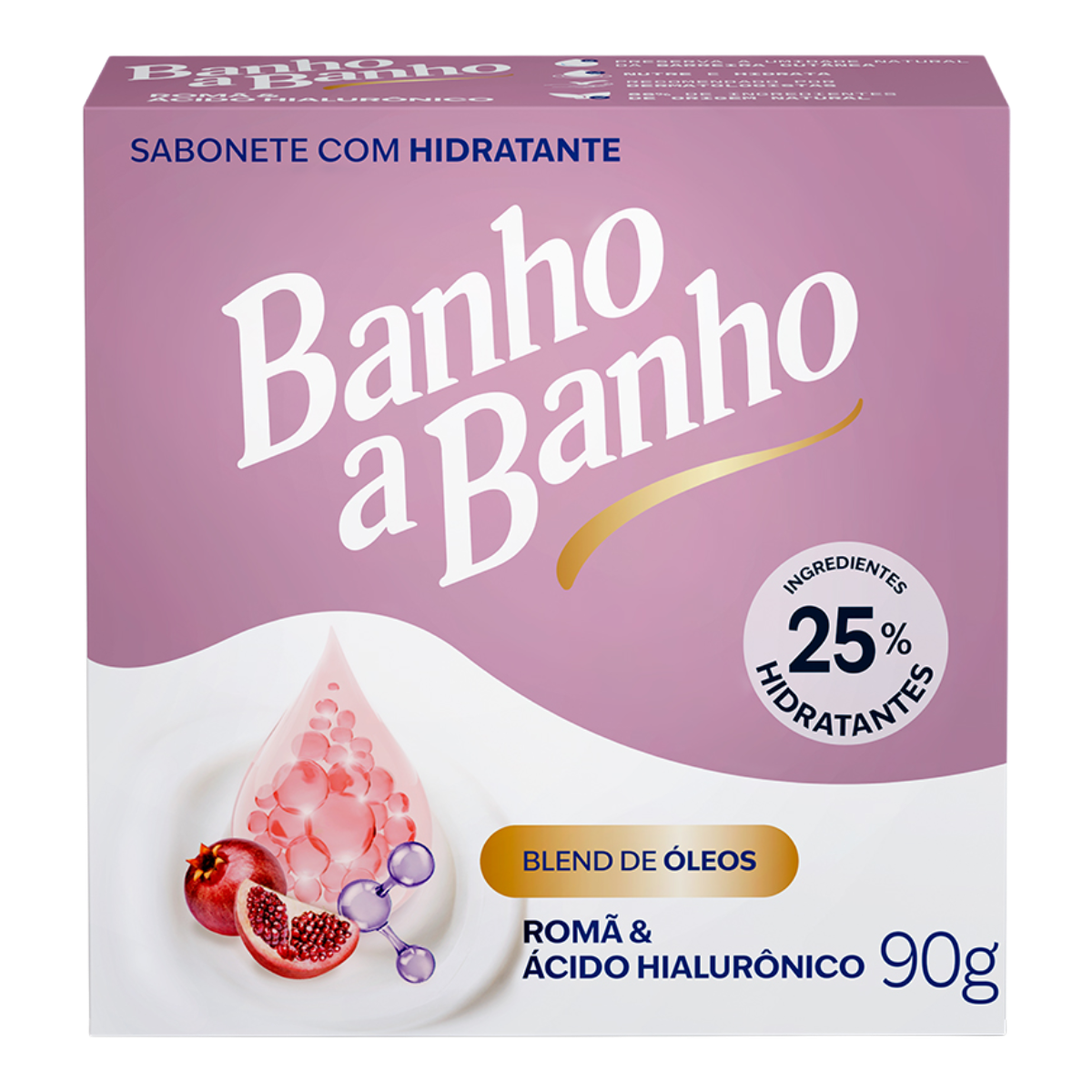 Sabonete em Barra Hidratante Rom&atilde; e &Aacute;cido Hialur&ocirc;nico Banho a Banho Caixa 90g