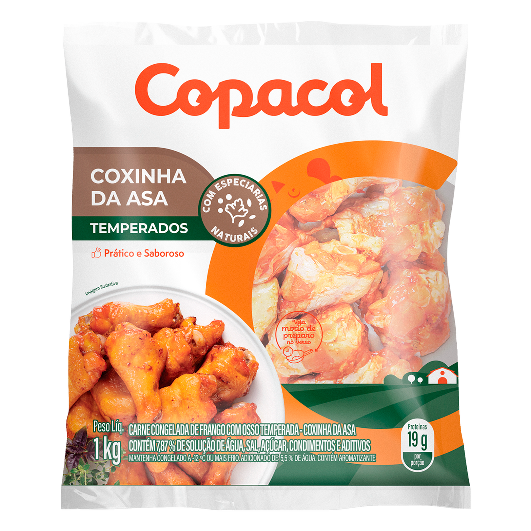 Coxinha da Asa de Frango Temperada Copacol Pacote 1kg