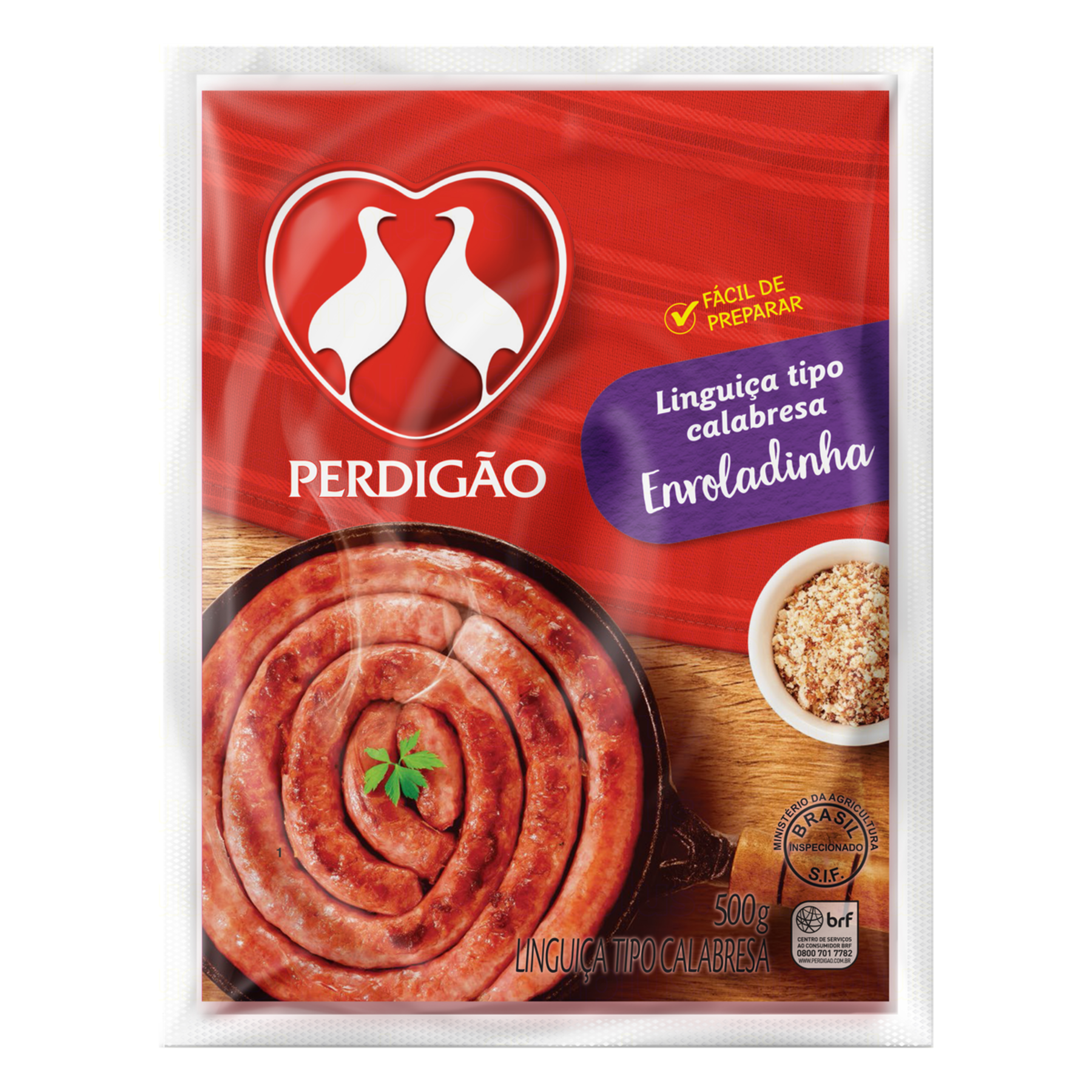 Lingui&ccedil;a Calabresa Enroladinha Perdig&atilde;o 500g&nbsp;