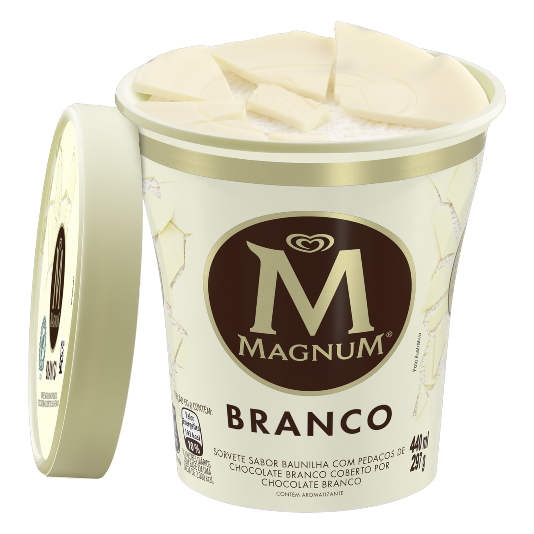 Sorvete Chocolate Branco Magnum Kibon Pote 440ml