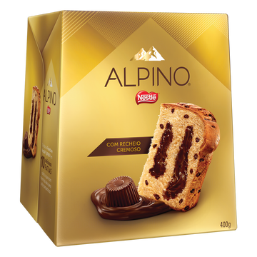 Panettone com Gotas e Recheio Cremoso Chocolate Alpino Nestlé Caixa 400g