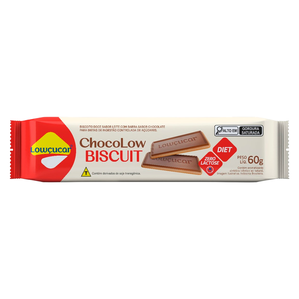 Biscoito Leite com Chocolate Chocolow Biscuit Low&ccedil;ucar Pacote 60g